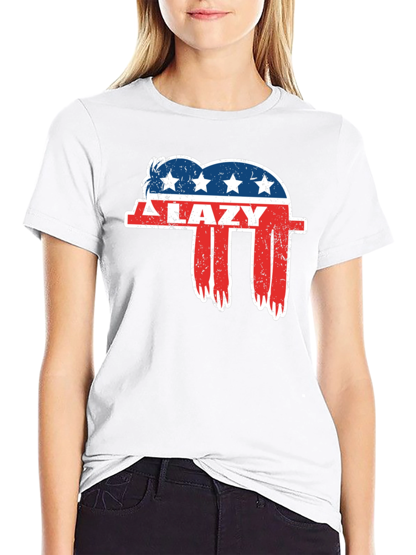 Camiseta Negra Lazy con Diseño Patriótico
