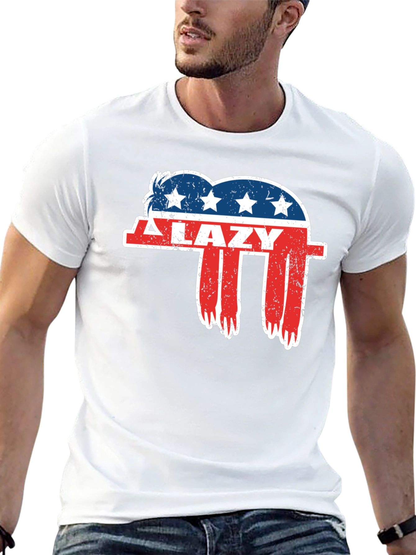 Camiseta Negra Lazy con Diseño Patriótico