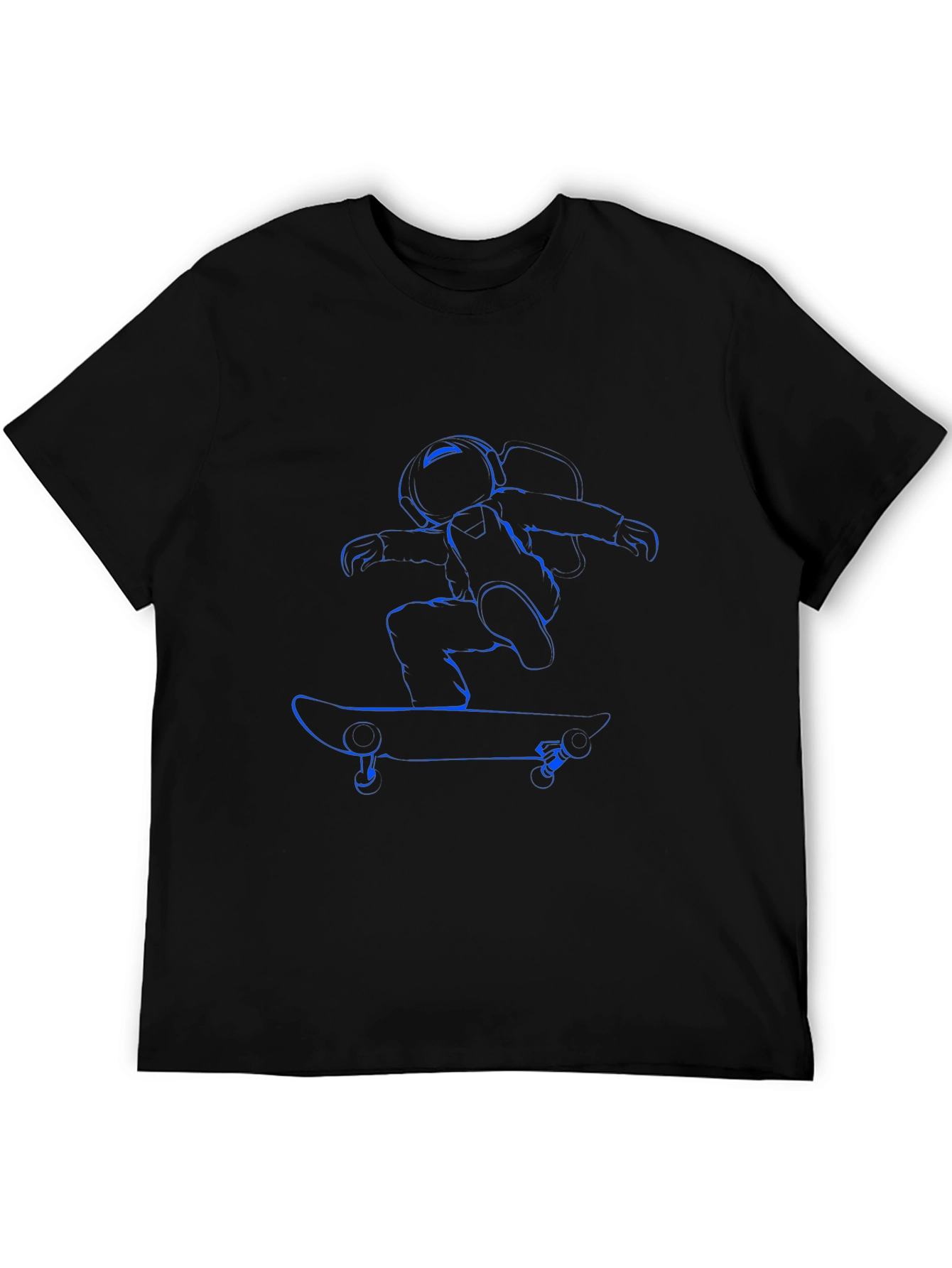 Camiseta Negra con Diseño de Astronauta Skateboarding