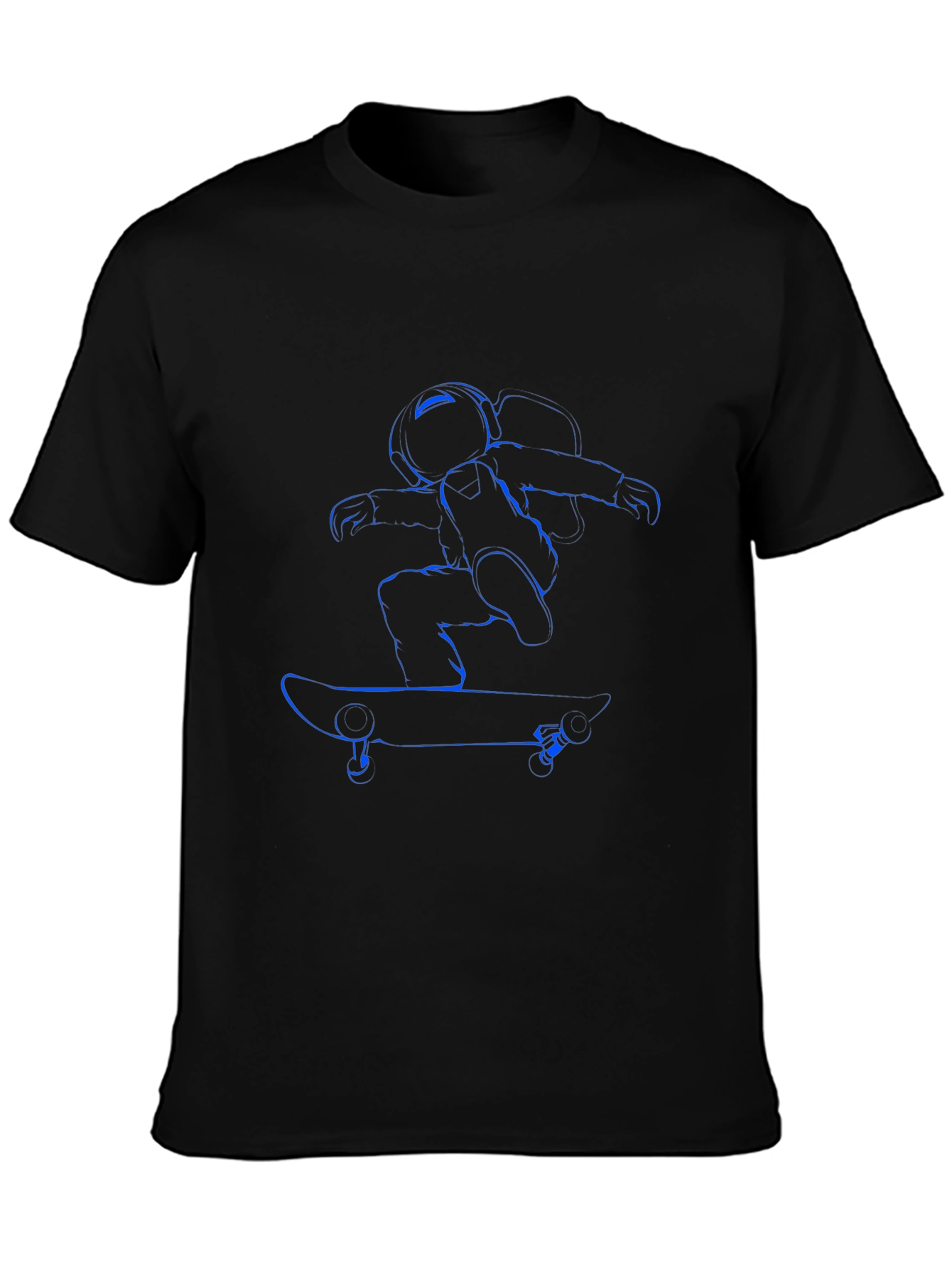 Camiseta Negra con Diseño de Astronauta Skateboarding