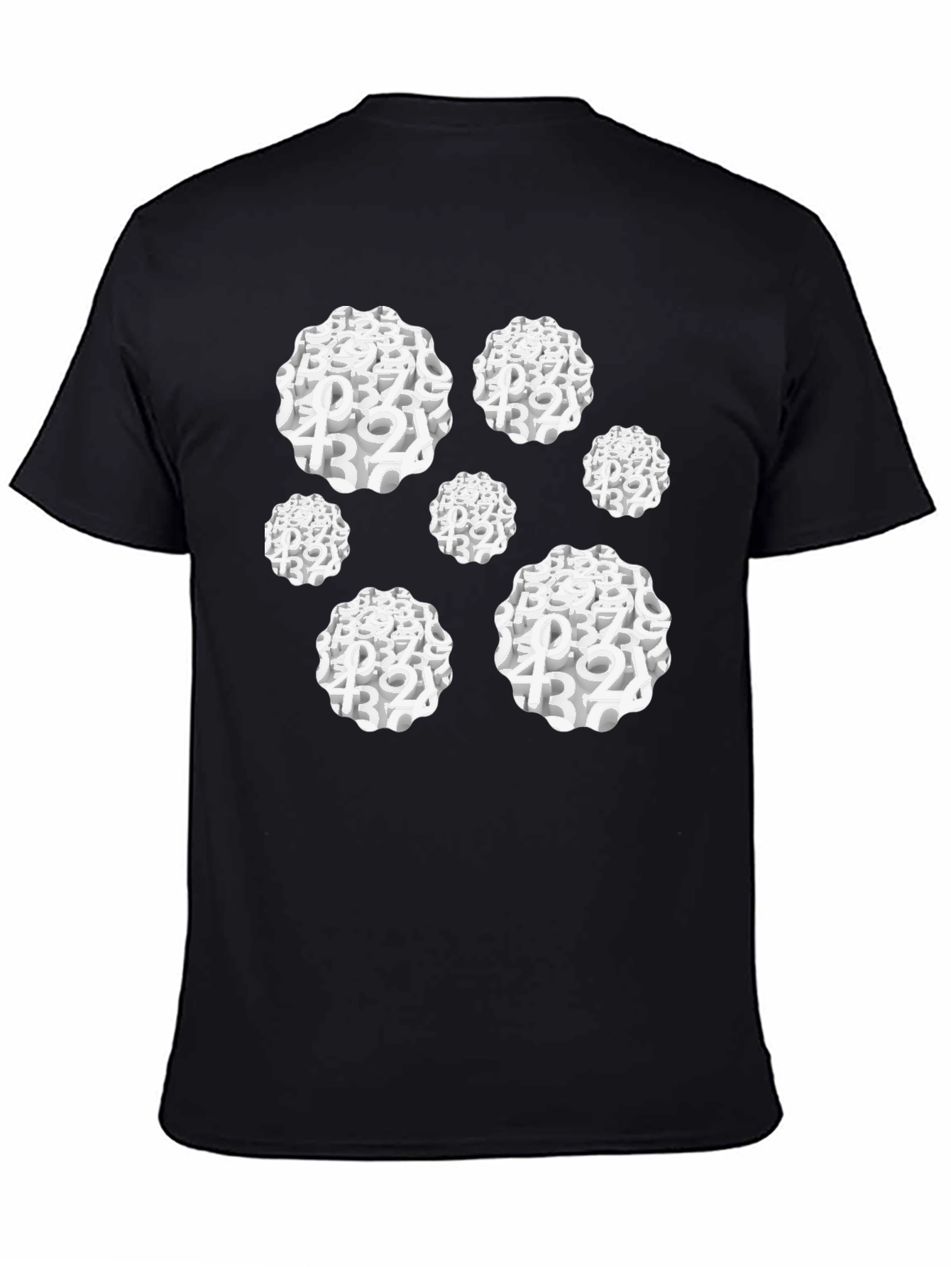 Camiseta Negra Hombre Diseño Abstracto Números