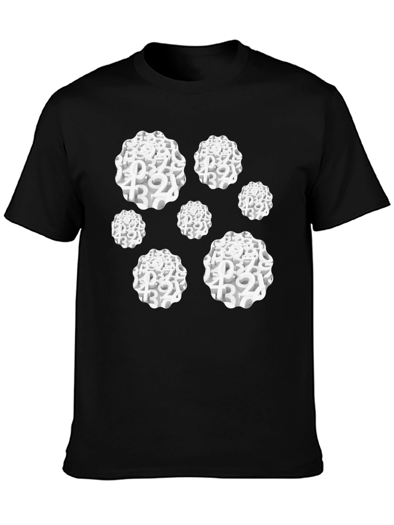 Camiseta Negra Hombre Diseño Abstracto Números