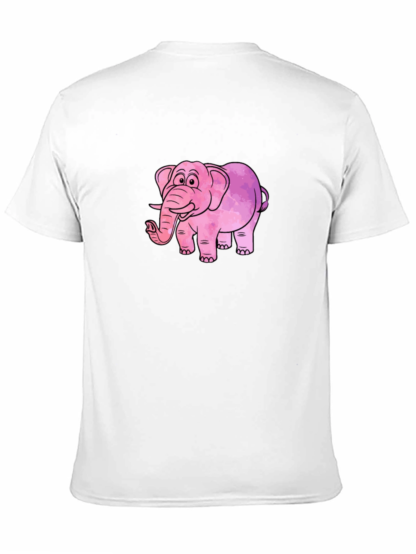 Camiseta Negra con Diseño de Elefante Rosa Acuarela