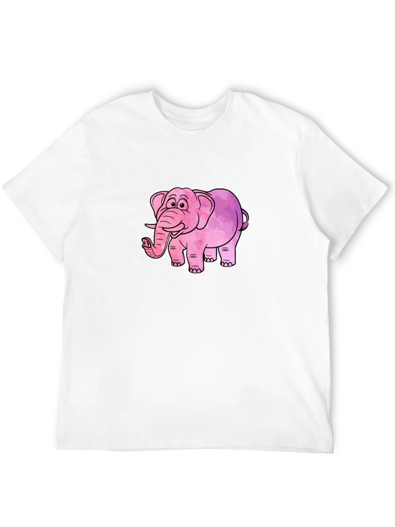 Camiseta Negra con Diseño de Elefante Rosa Acuarela