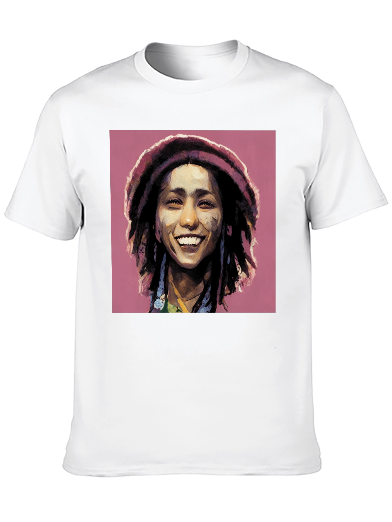Camiseta Negra con Diseño Artístico de Rasta