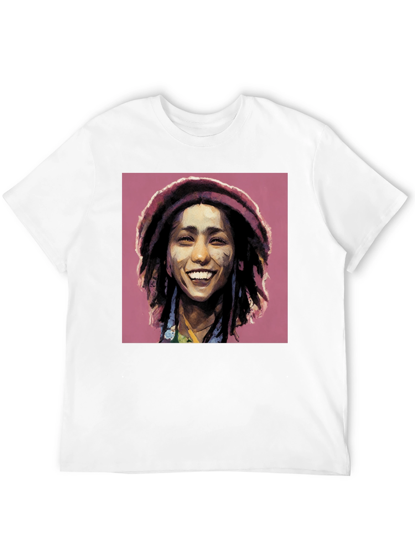 Camiseta Negra con Diseño Artístico de Rasta
