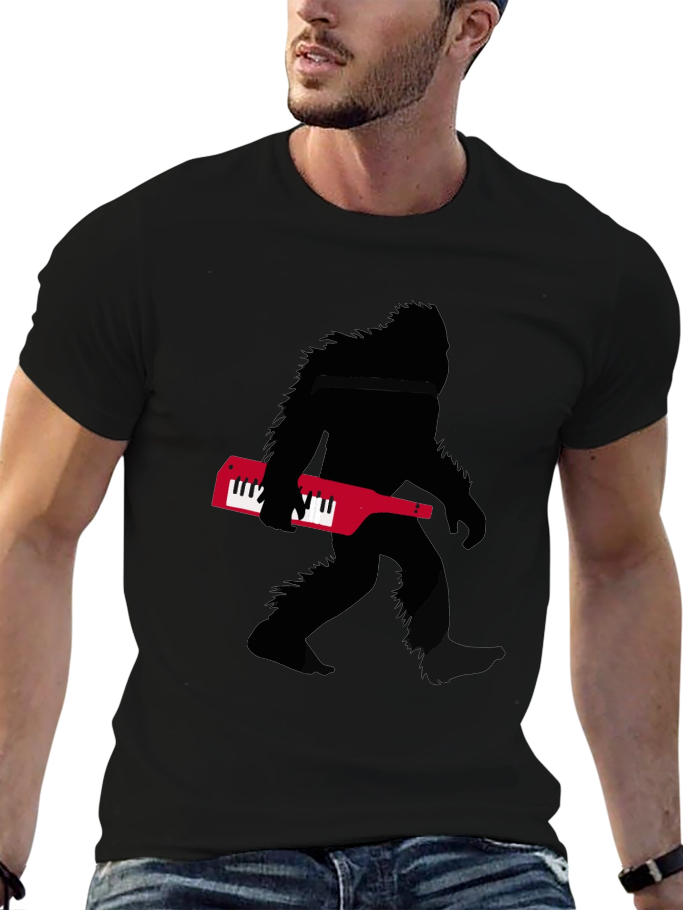 Camiseta Negra Sasquatch Teclado Músico
