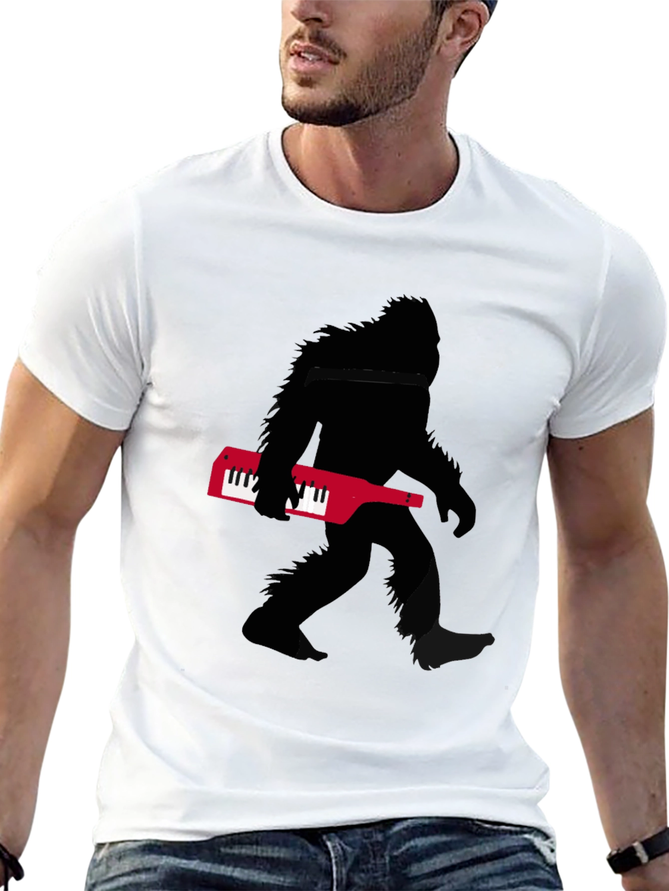 Camiseta Negra Sasquatch Teclado Músico