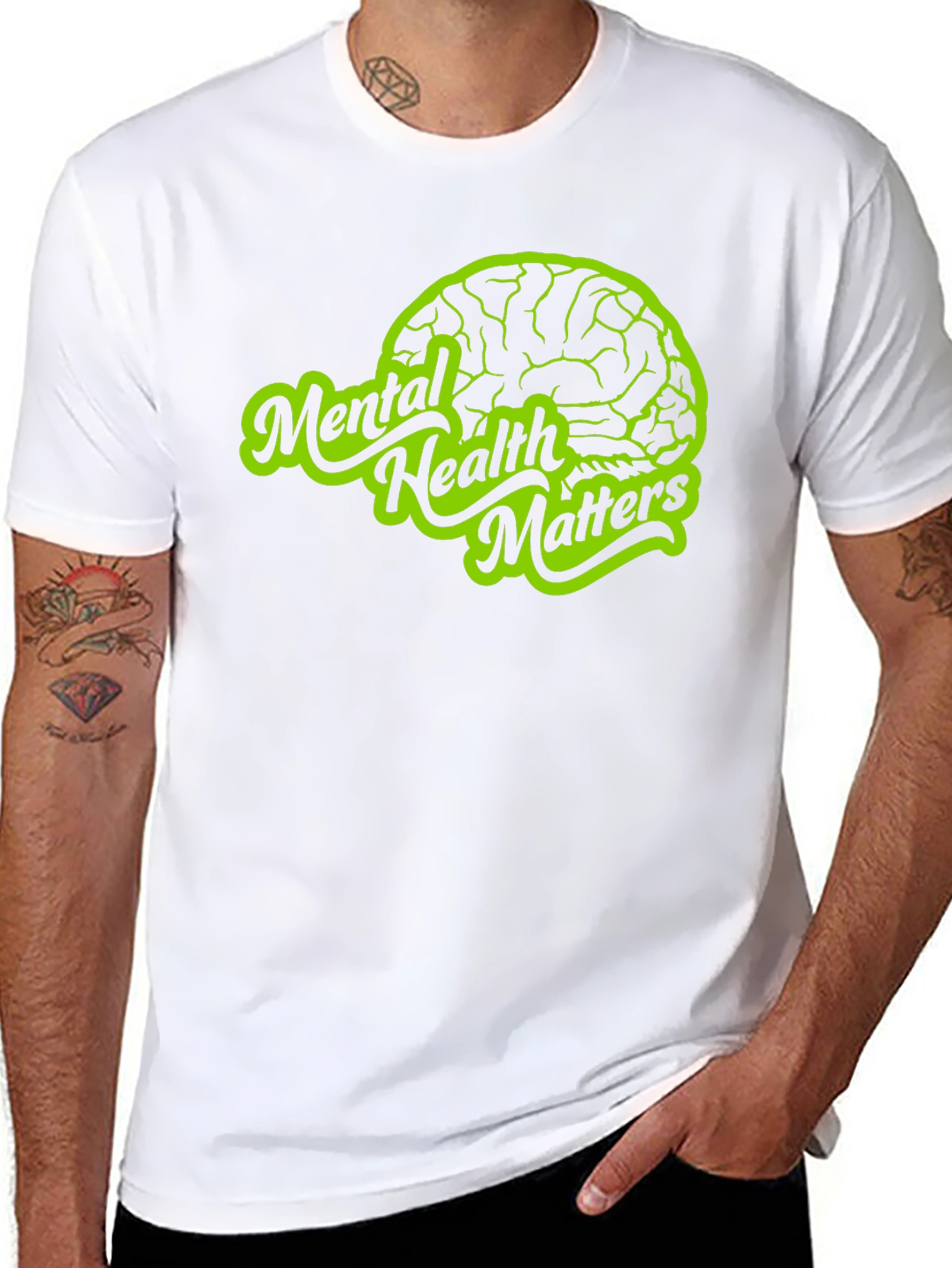 Camiseta Negra Salud Mental Importa con Diseño Cerebro