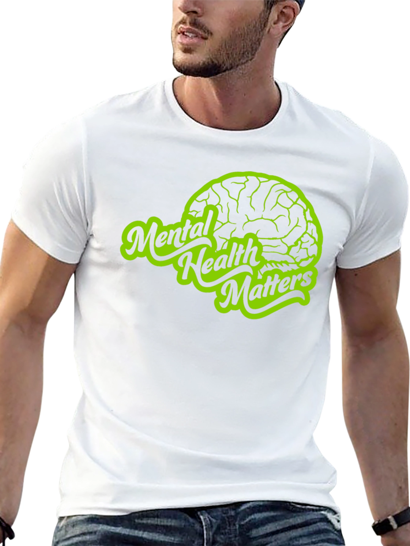 Camiseta Negra Salud Mental Importa con Diseño Cerebro