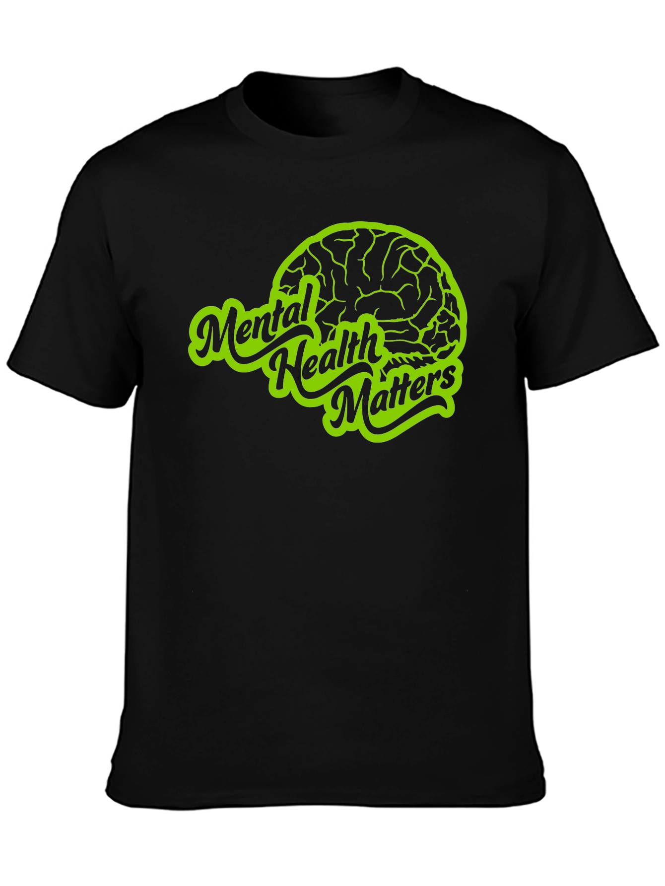Camiseta Negra Salud Mental Importa con Diseño Cerebro