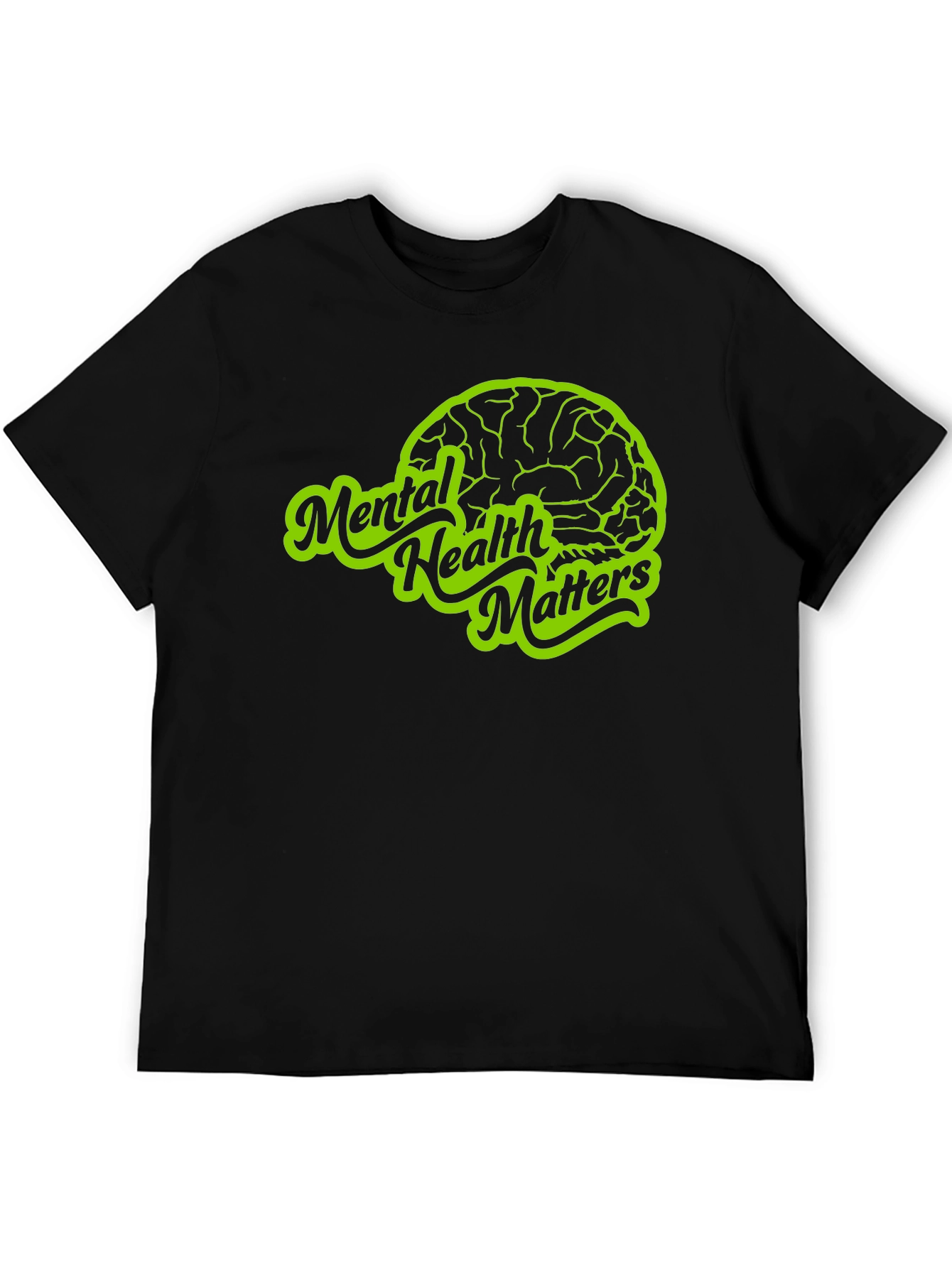 Camiseta Negra Salud Mental Importa con Diseño Cerebro