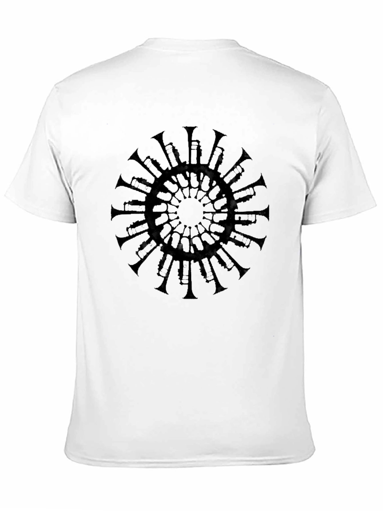 Camiseta Negra Mandala Trompetas Hombre