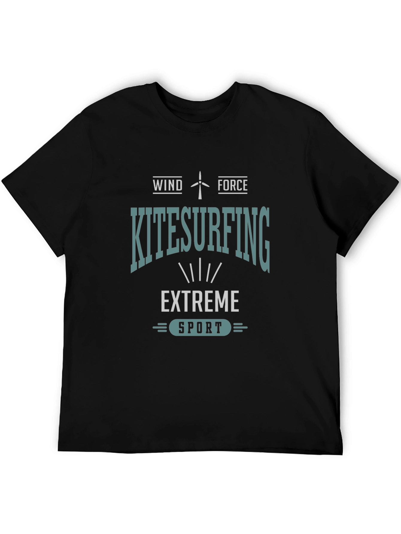 Camiseta Negra Kitesurfing: Viento y Fuerza