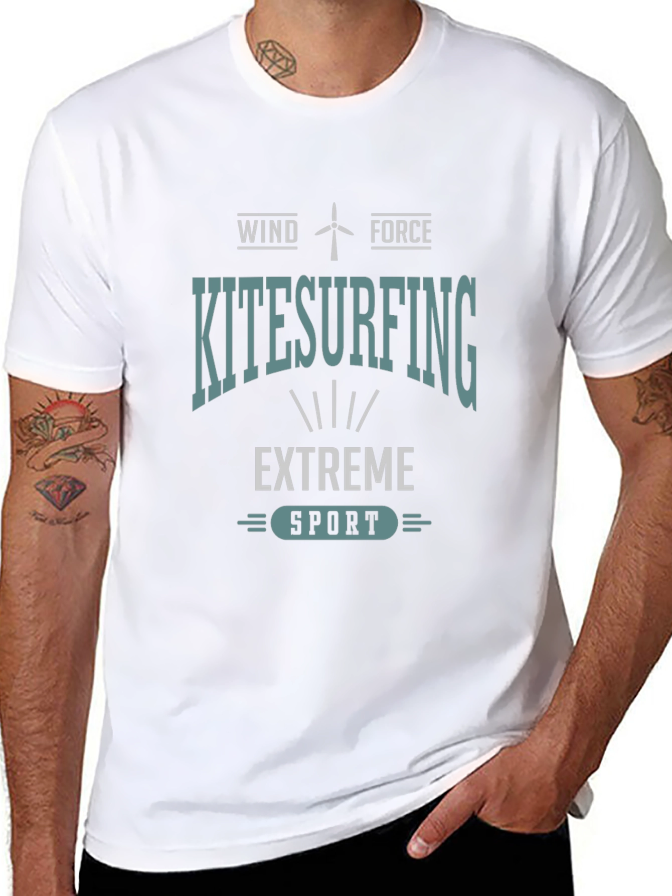 Camiseta Negra Kitesurfing: Viento y Fuerza