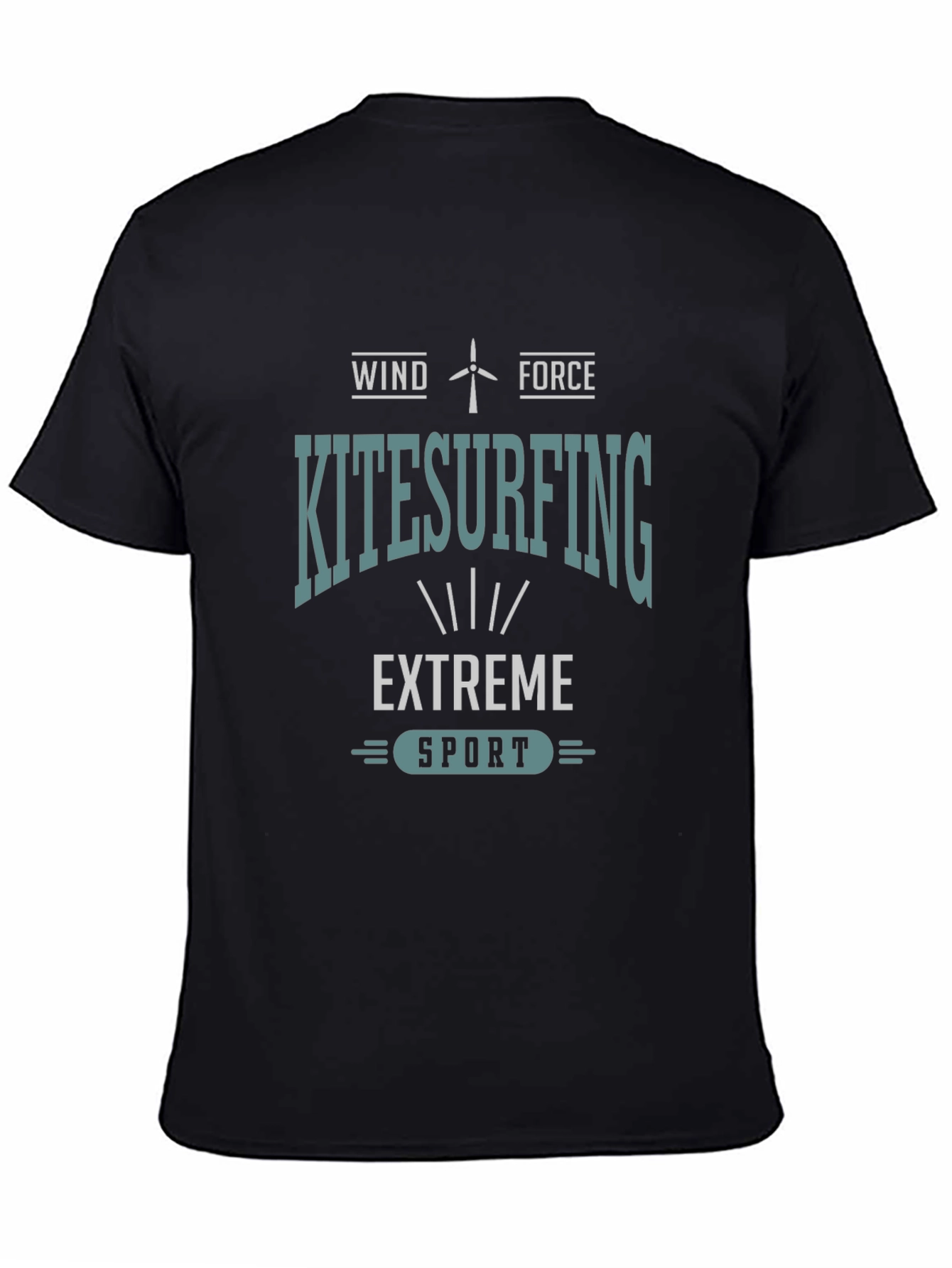 Camiseta Negra Kitesurfing: Viento y Fuerza