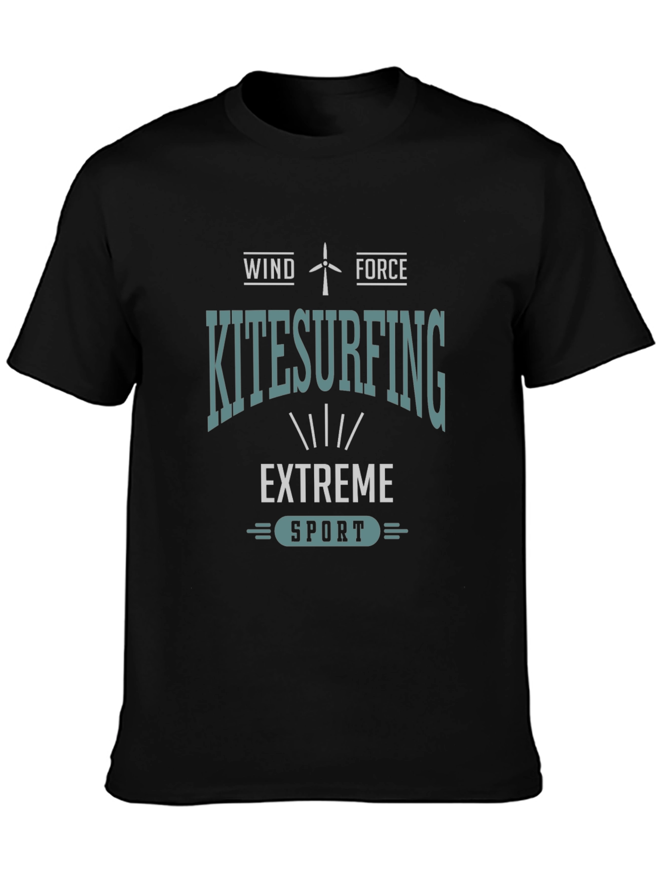 Camiseta Negra Kitesurfing: Viento y Fuerza