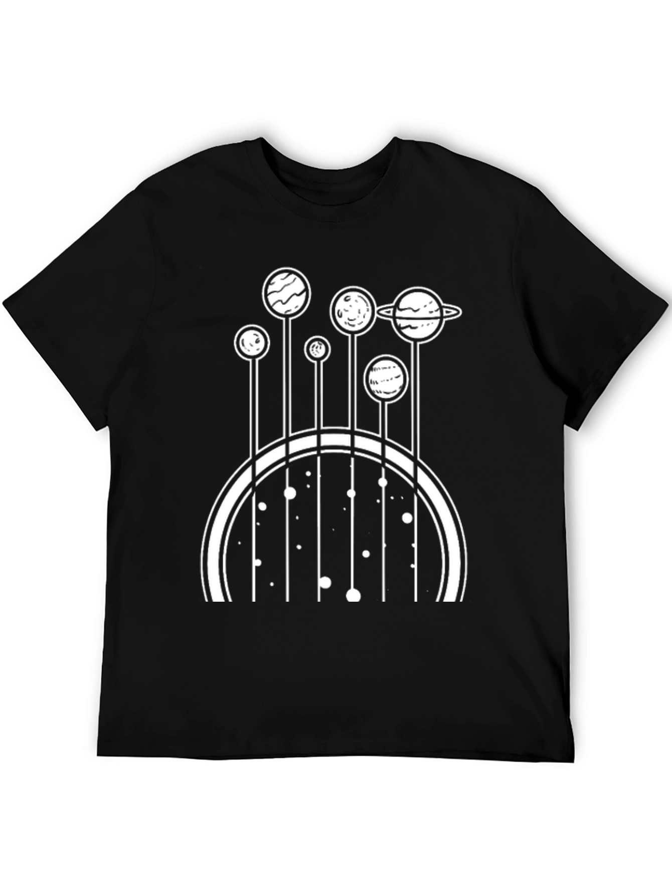 Camiseta Negra con Diseño de Planetas