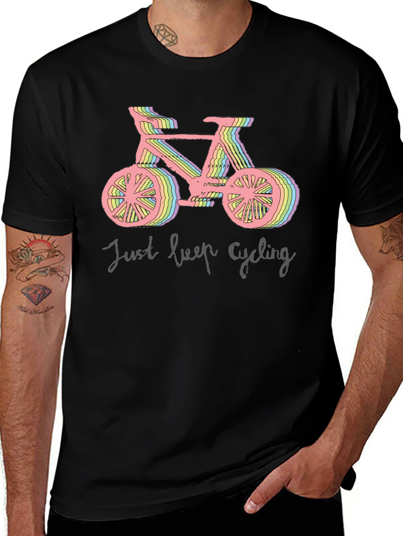 Camiseta Negra Ciclismo Just Keep Cycling