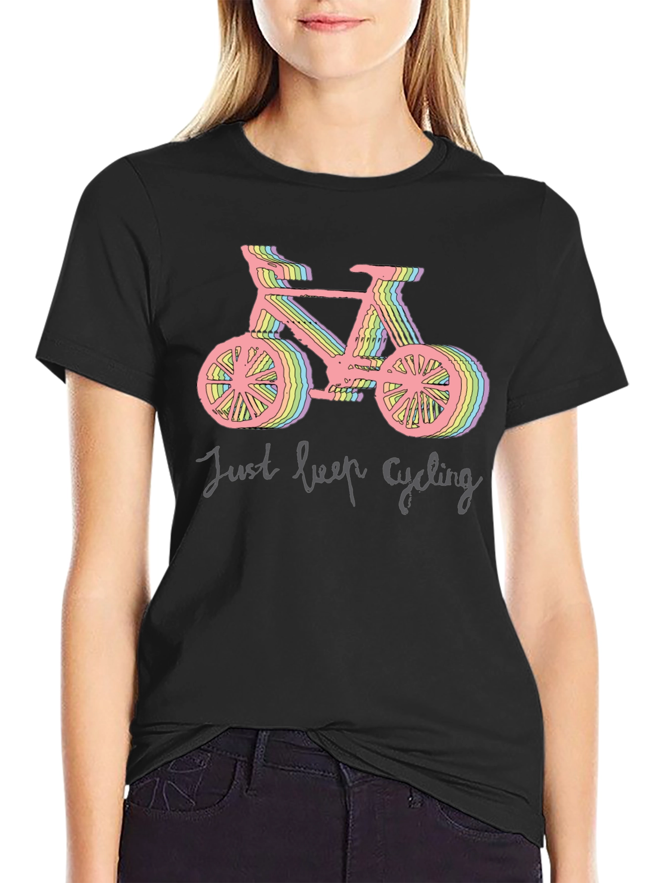 Camiseta Negra Ciclismo Just Keep Cycling