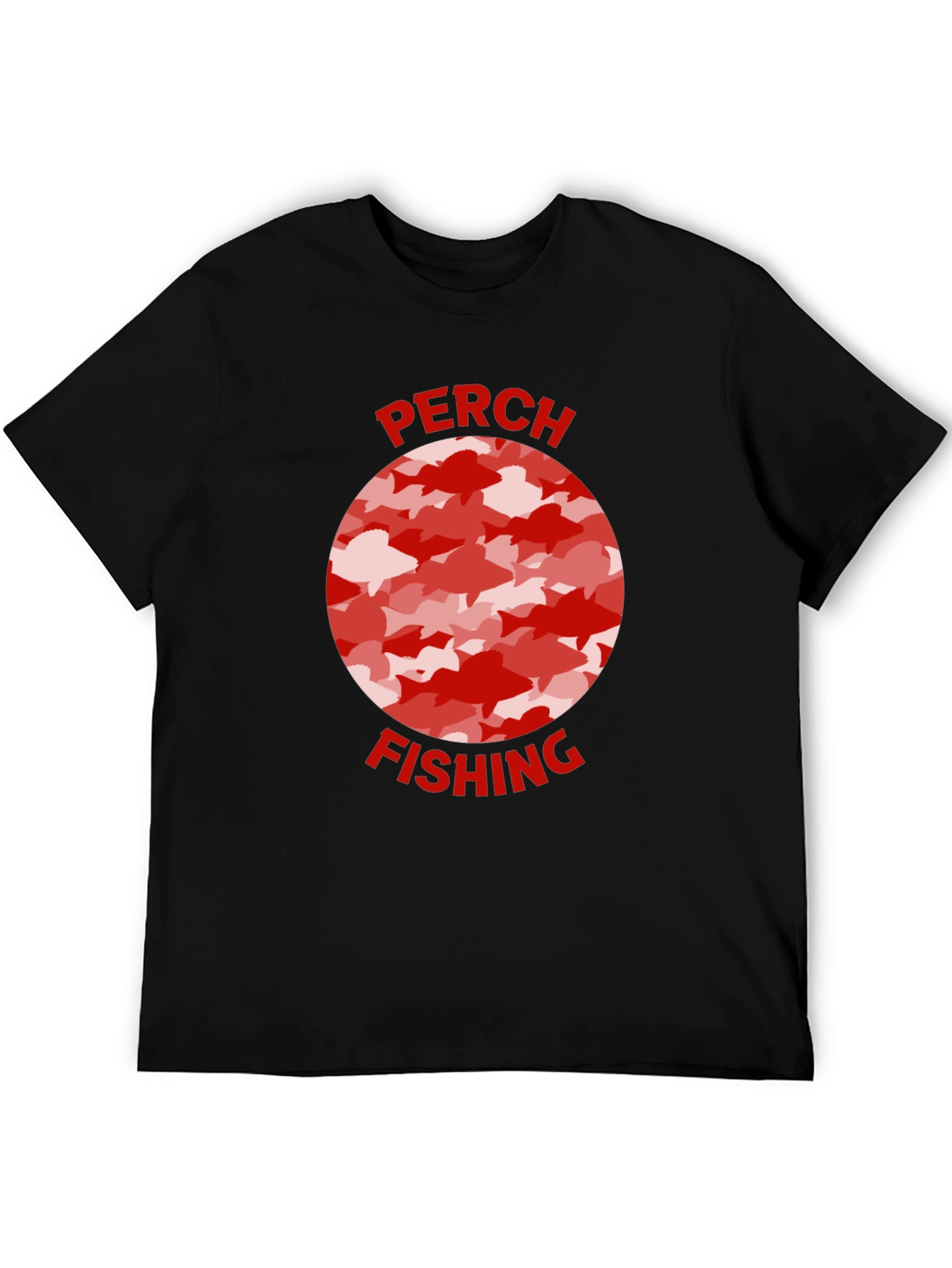 Camiseta Negra Pesca Perca Diseño Peces
