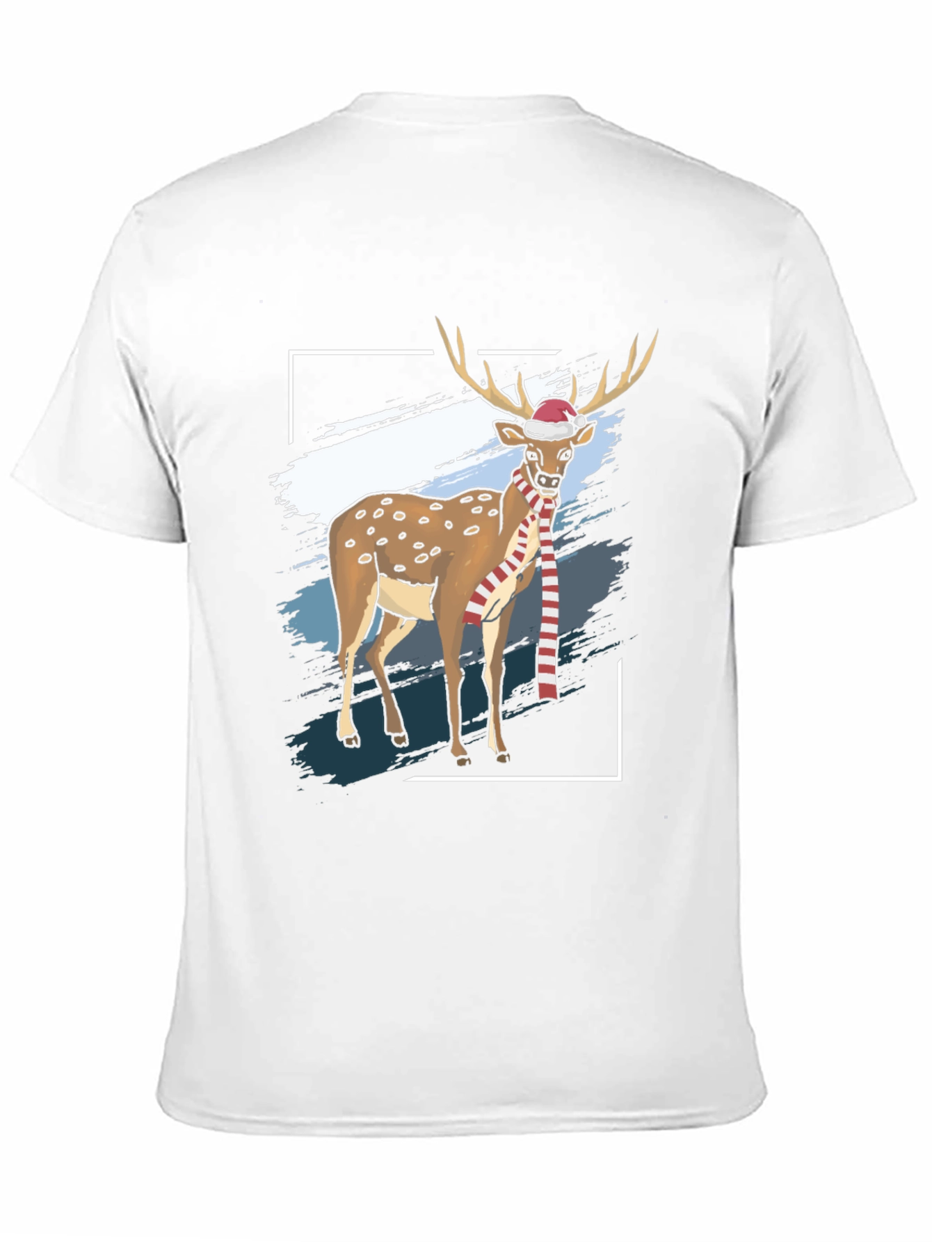 Camiseta Negra con Diseño de Reno Navideño