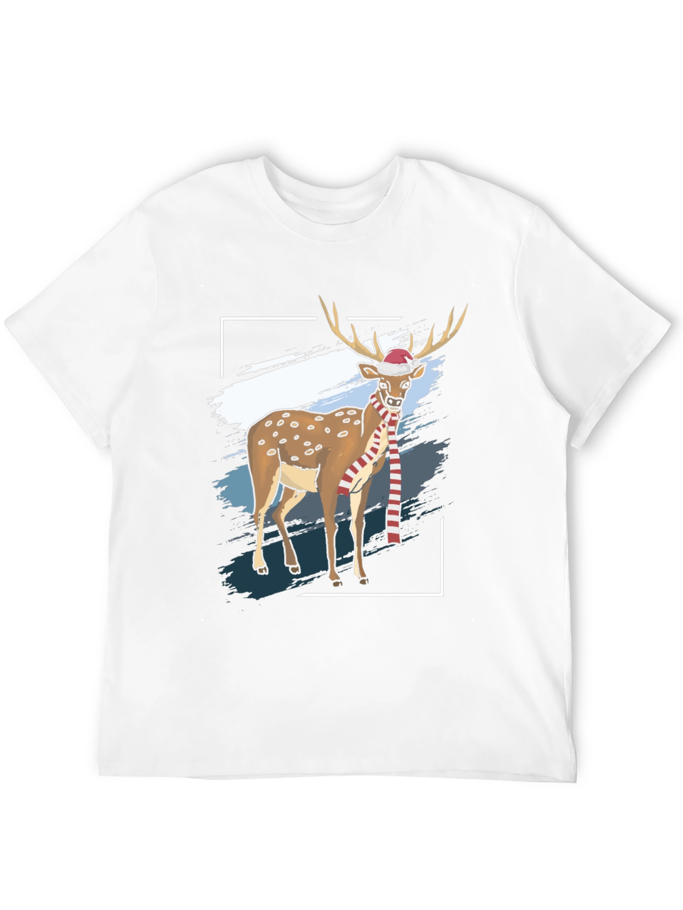 Camiseta Negra con Diseño de Reno Navideño
