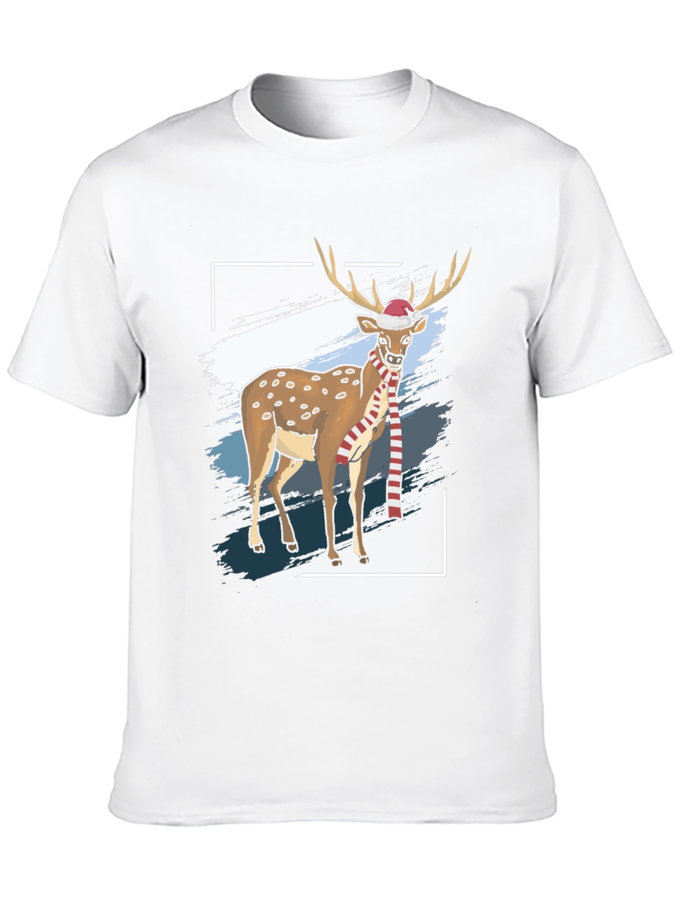 Camiseta Negra con Diseño de Reno Navideño
