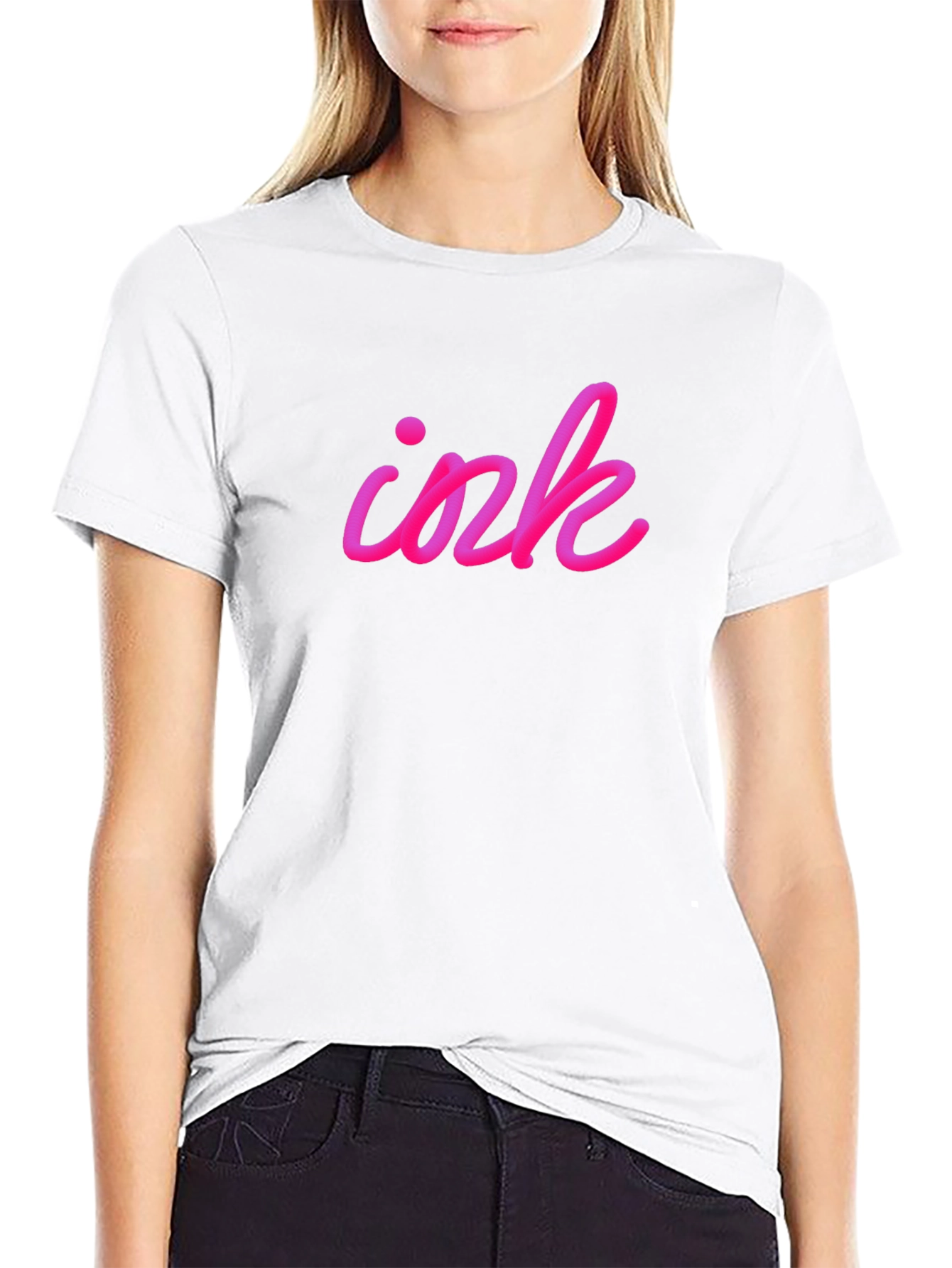 Camiseta Negra Ink Rosa Vibrante