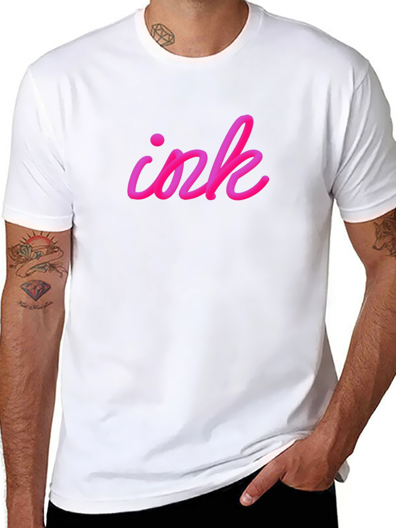Camiseta Negra Ink Rosa Vibrante