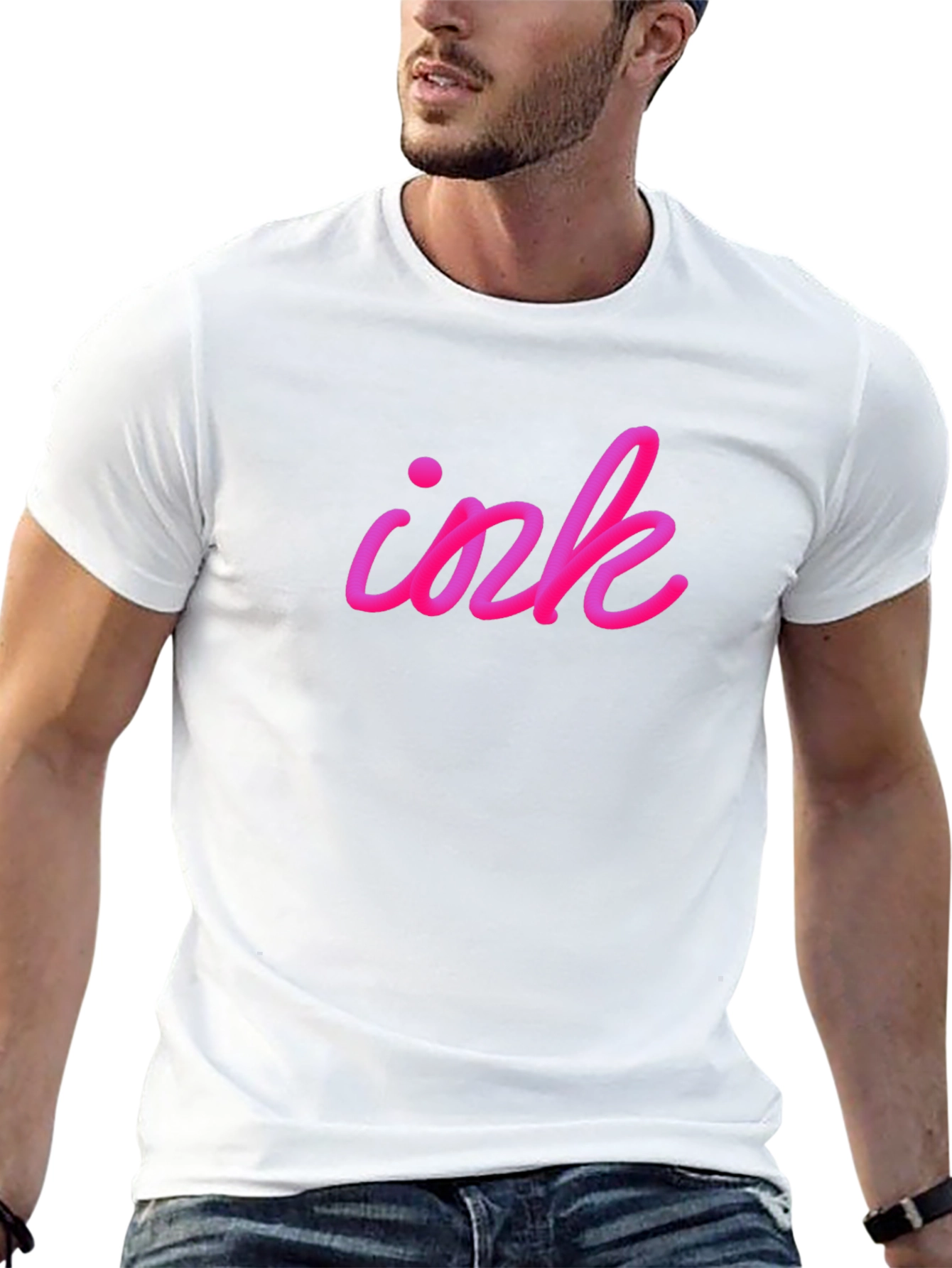 Camiseta Negra Ink Rosa Vibrante