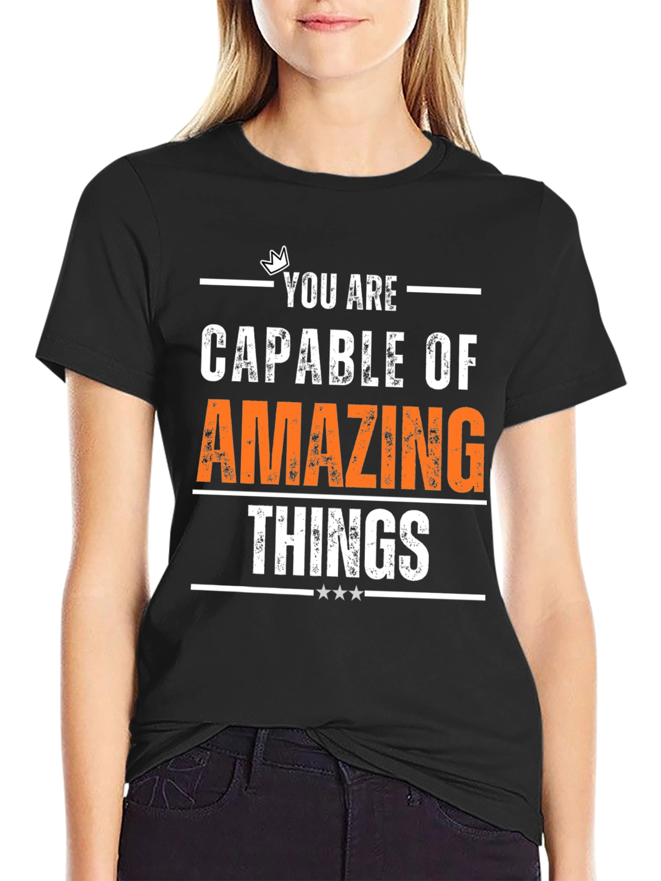 Camiseta Negra Motivacional Cosas Asombrosas