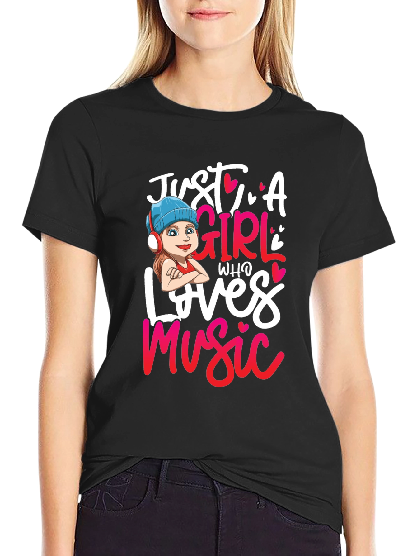 Camiseta Negra Just A Girl Who Loves Music