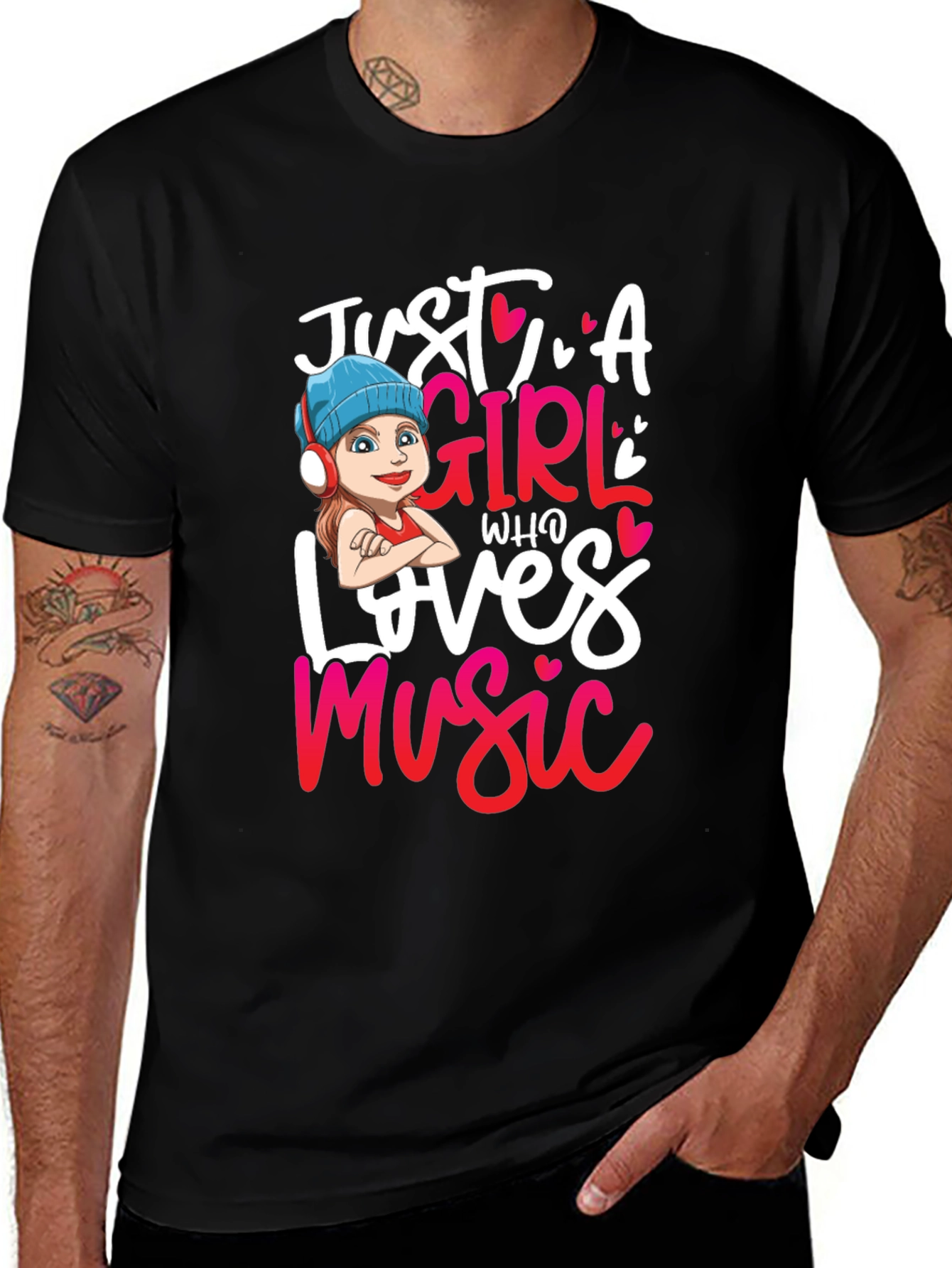 Camiseta Negra Just A Girl Who Loves Music