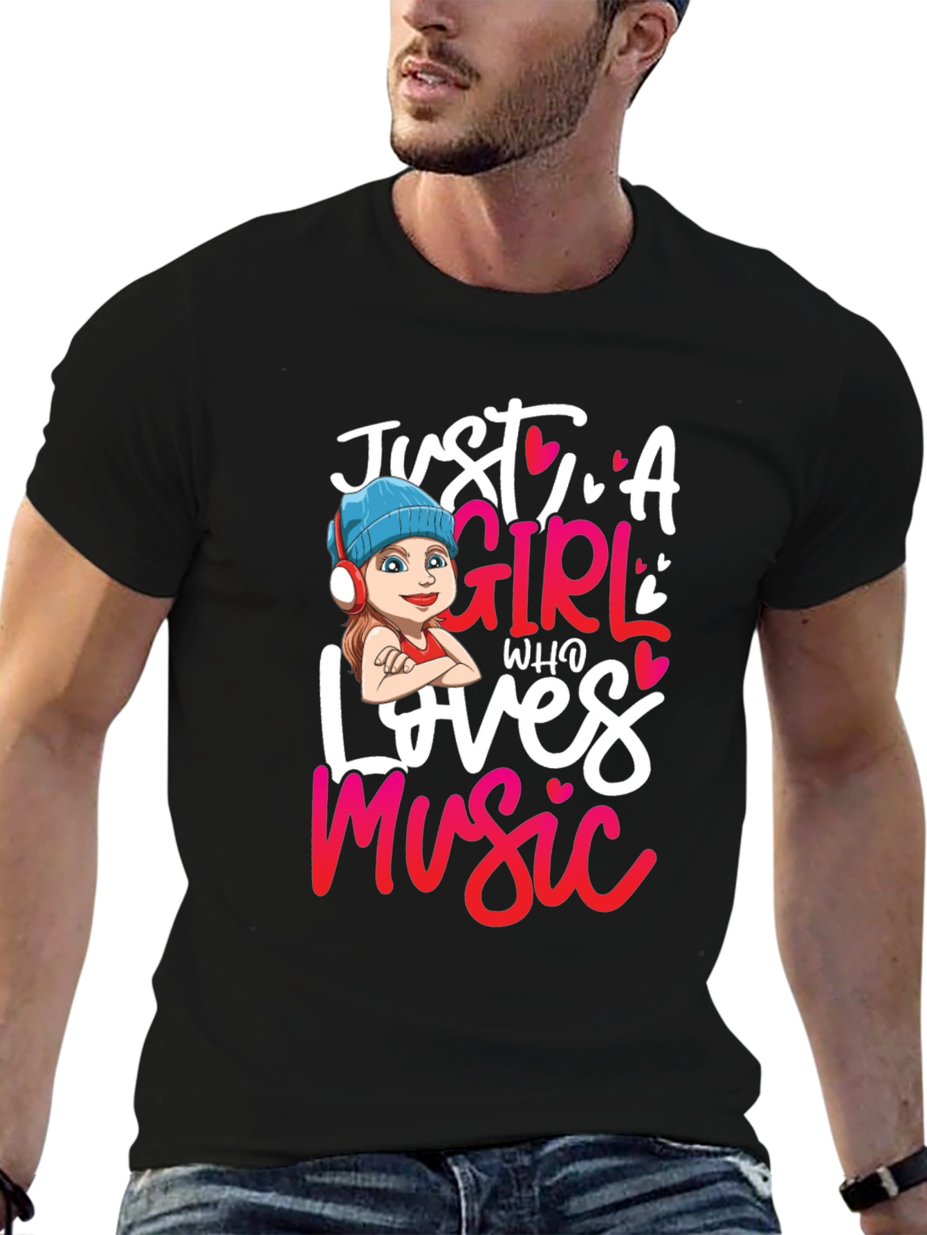 Camiseta Negra Just A Girl Who Loves Music