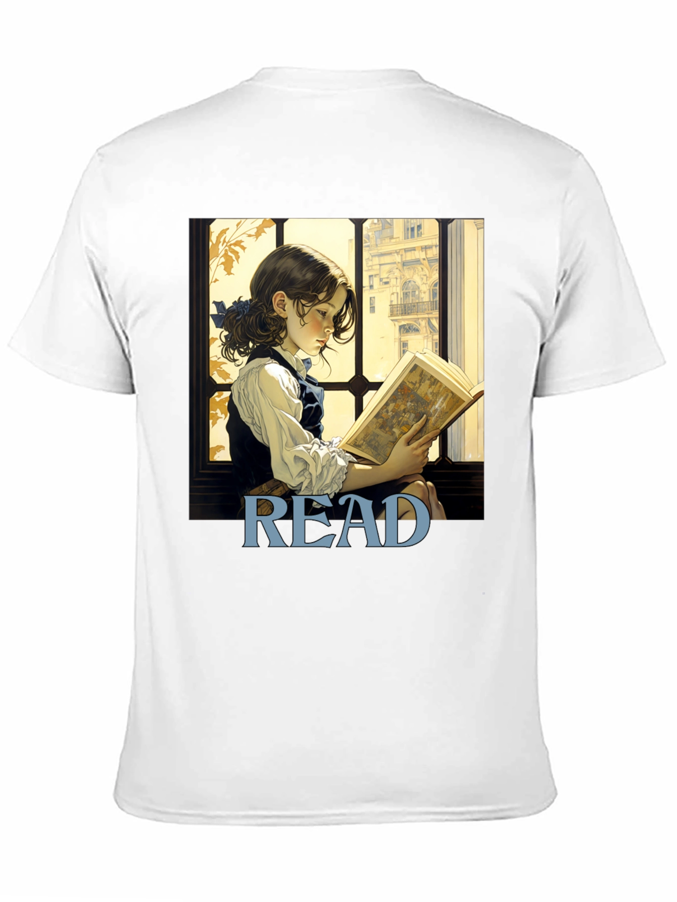 Camiseta Negra Lee con Diseño de Niña Lectora