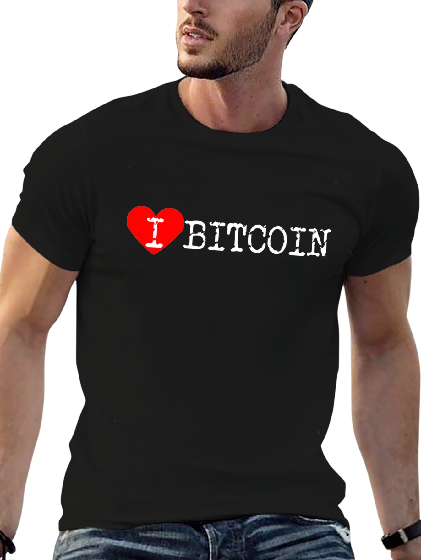 Camiseta Negra Amo Bitcoin para Hombre