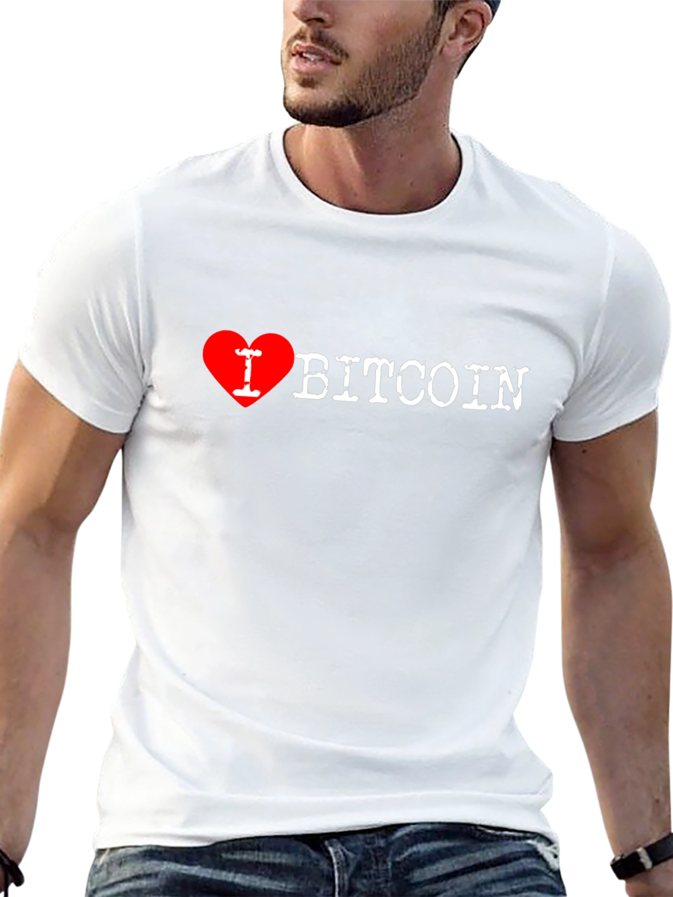 Camiseta Negra Amo Bitcoin para Hombre