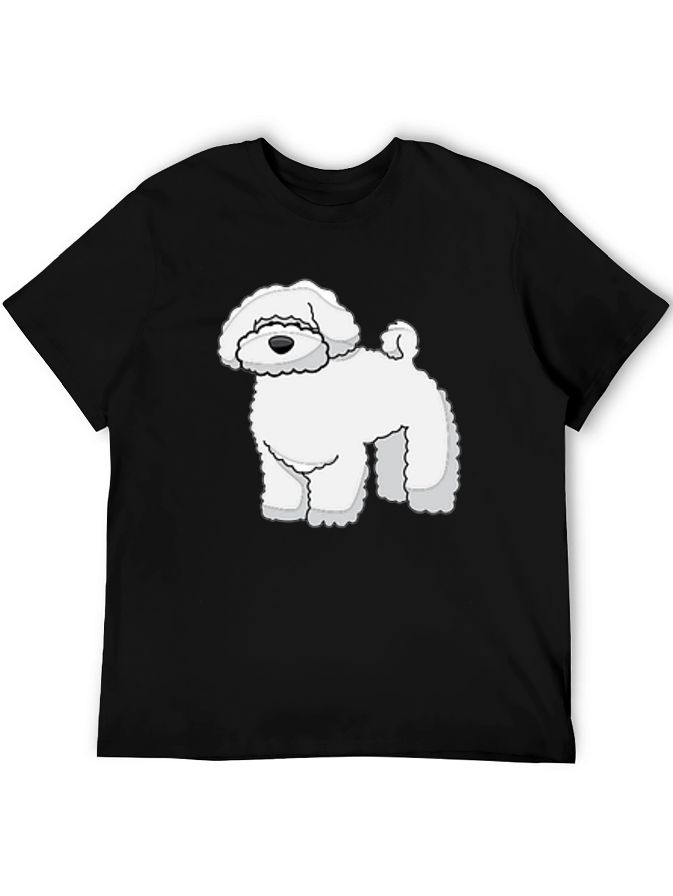 Camiseta Negra con Diseño de Perro Blanco