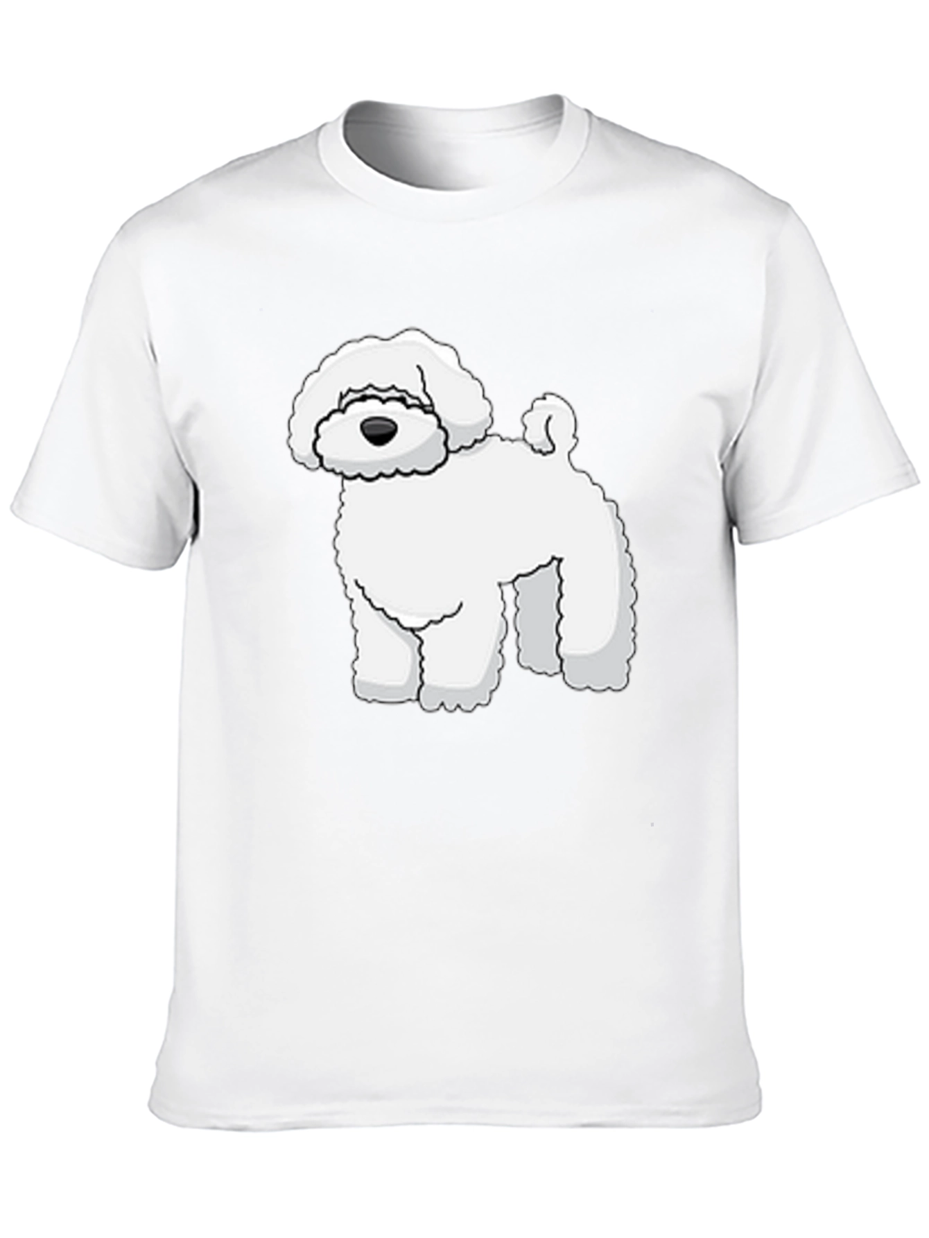 Camiseta Negra con Diseño de Perro Blanco