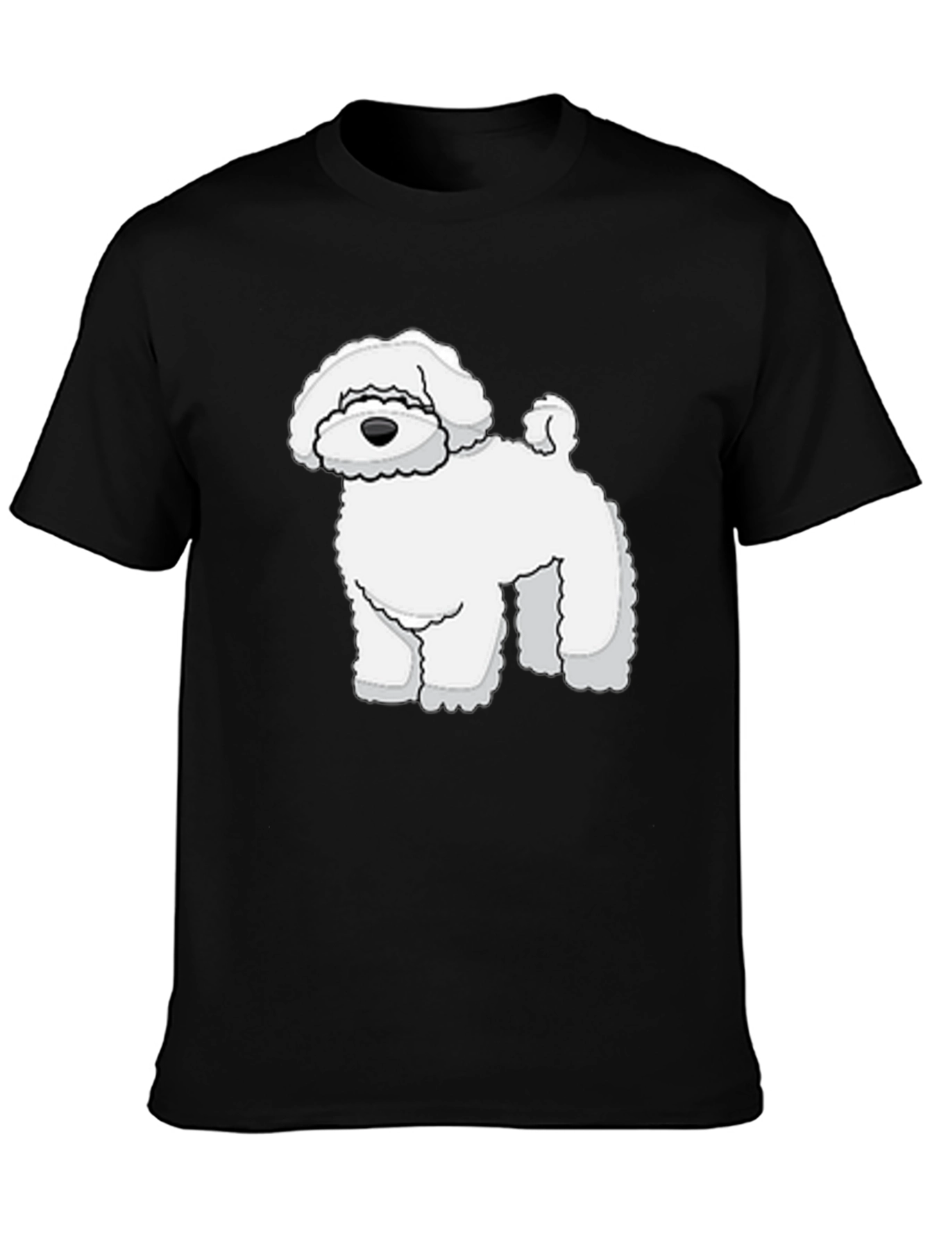 Camiseta Negra con Diseño de Perro Blanco
