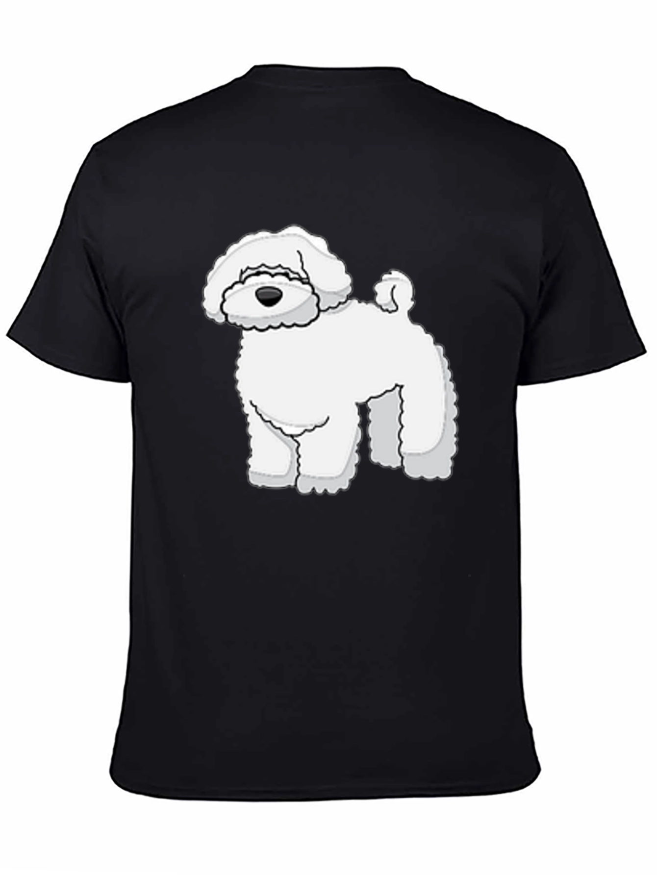 Camiseta Negra con Diseño de Perro Blanco