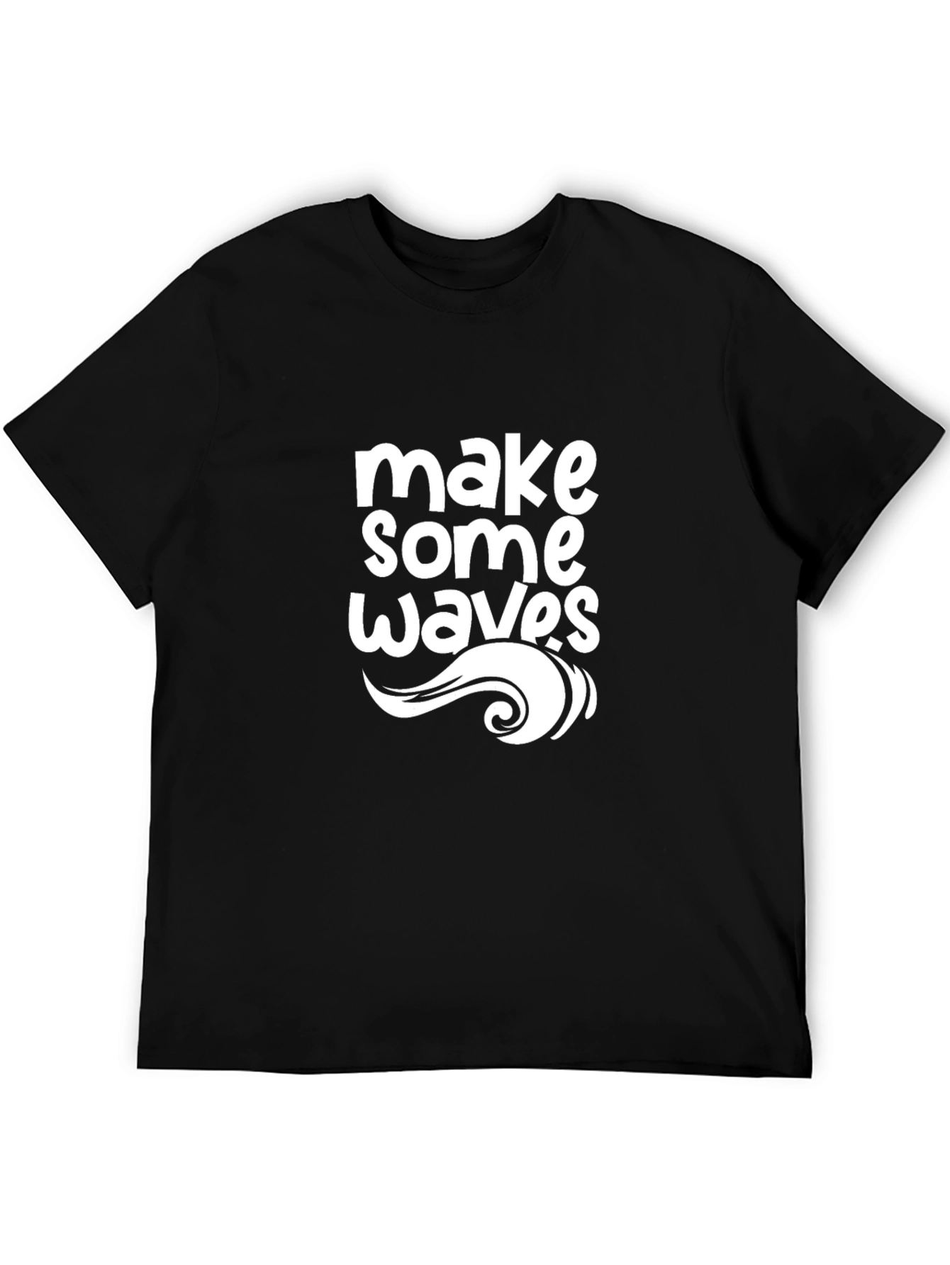 Camiseta Negra Hombre - Diseño Make Some Waves
