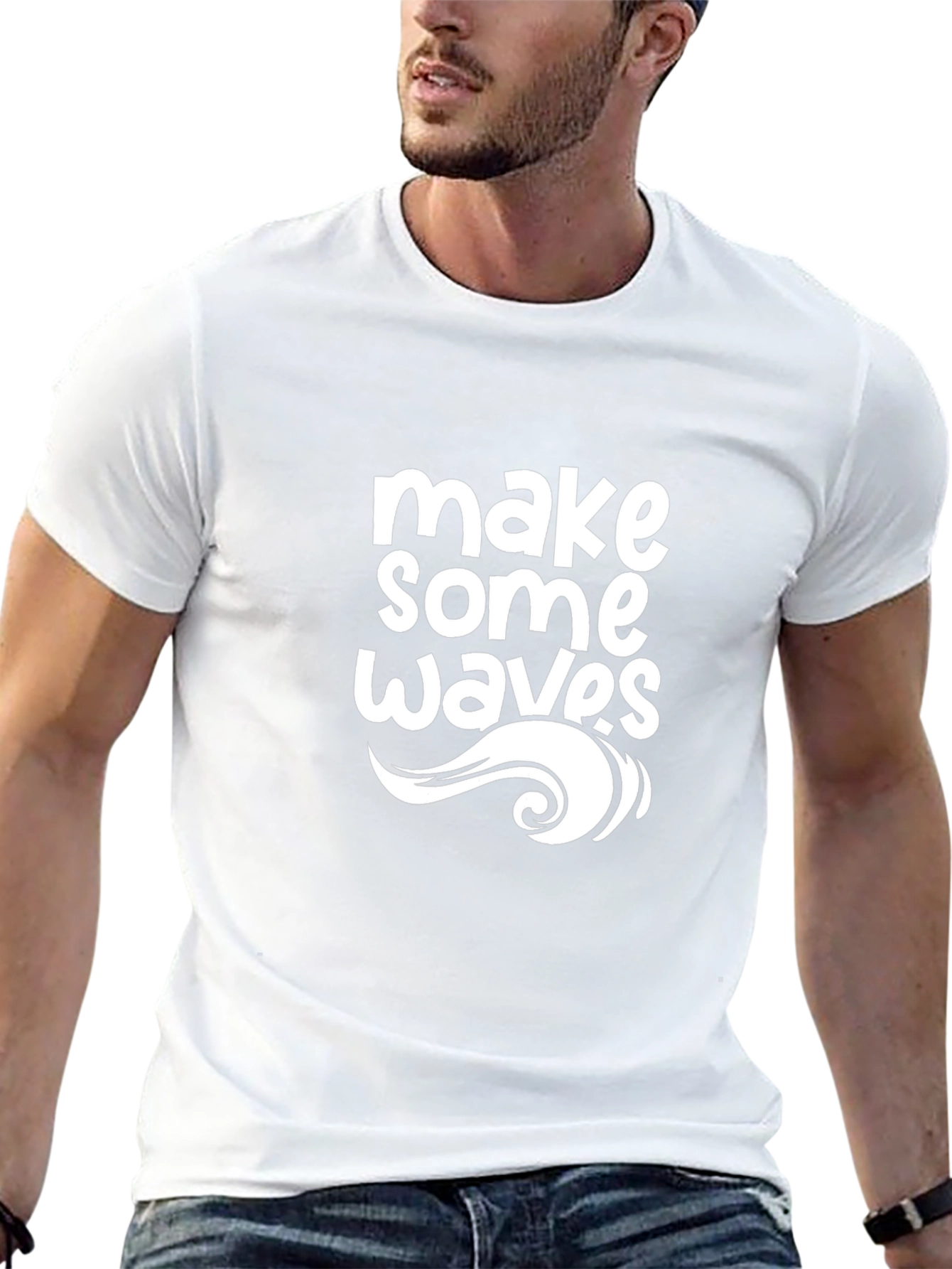Camiseta Negra Hombre - Diseño Make Some Waves
