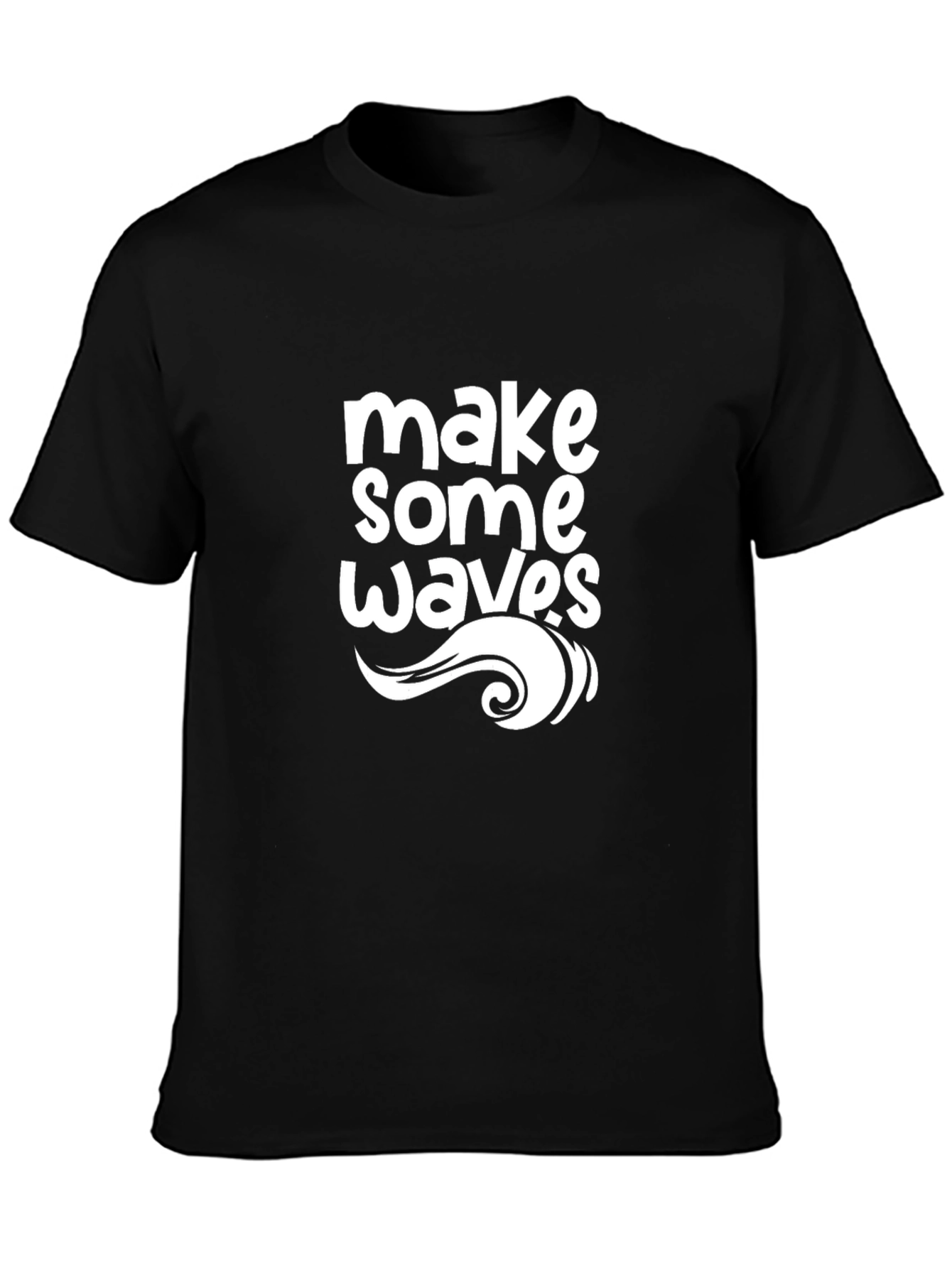 Camiseta Negra Hombre - Diseño Make Some Waves