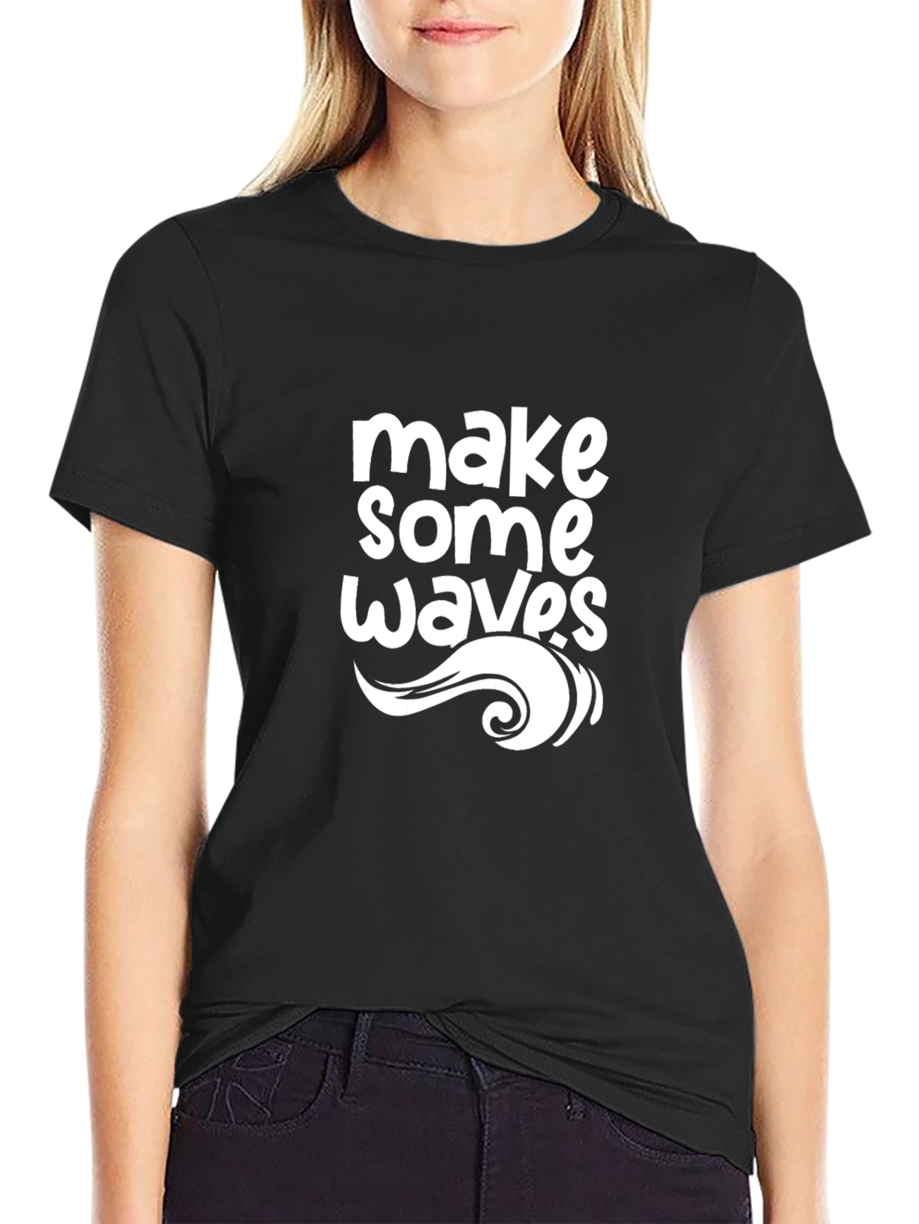 Camiseta Negra Hombre - Diseño Make Some Waves