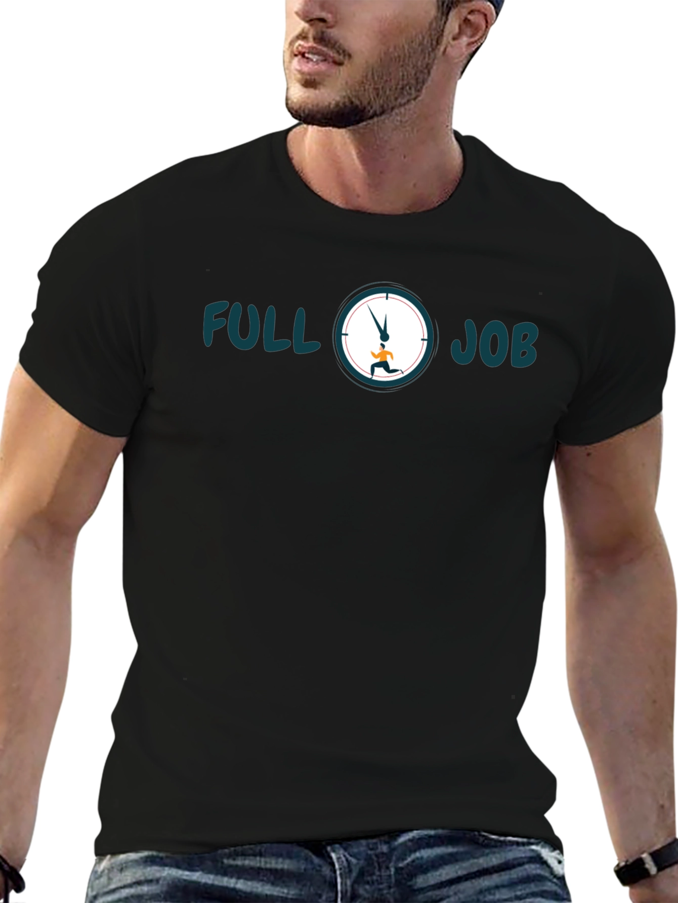 Camiseta Hombre Negra Full Job - Estilo Casual