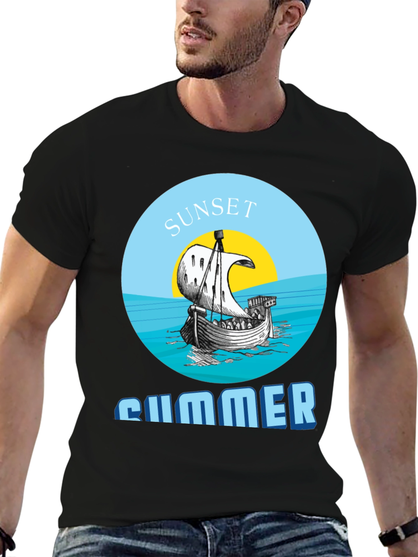 Camiseta Hombre Sunset Summer - Diseño Náutico