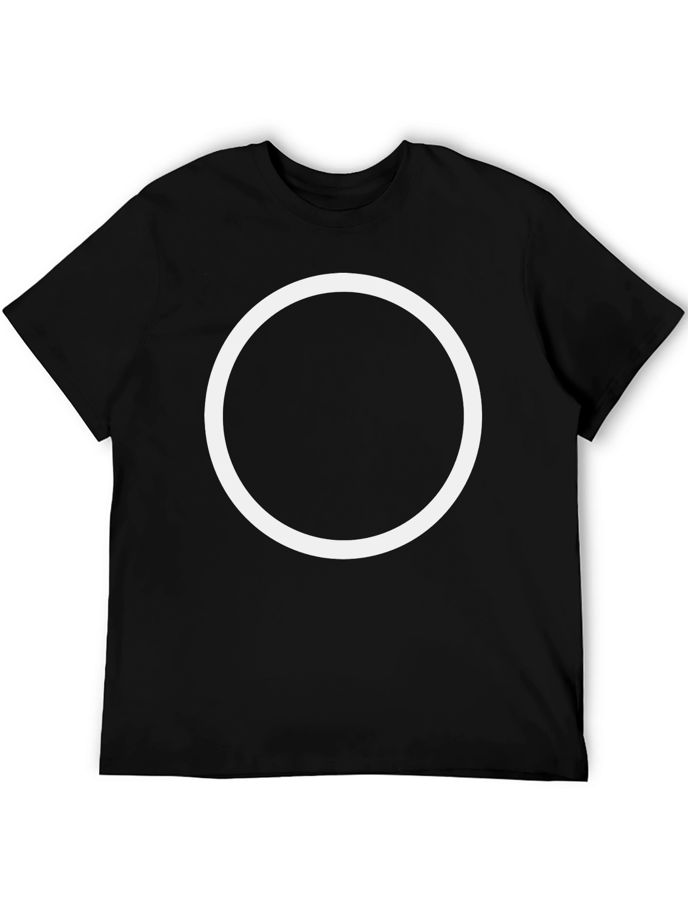 Camiseta Hombre Negra con Círculo Blanco Estilo Casual