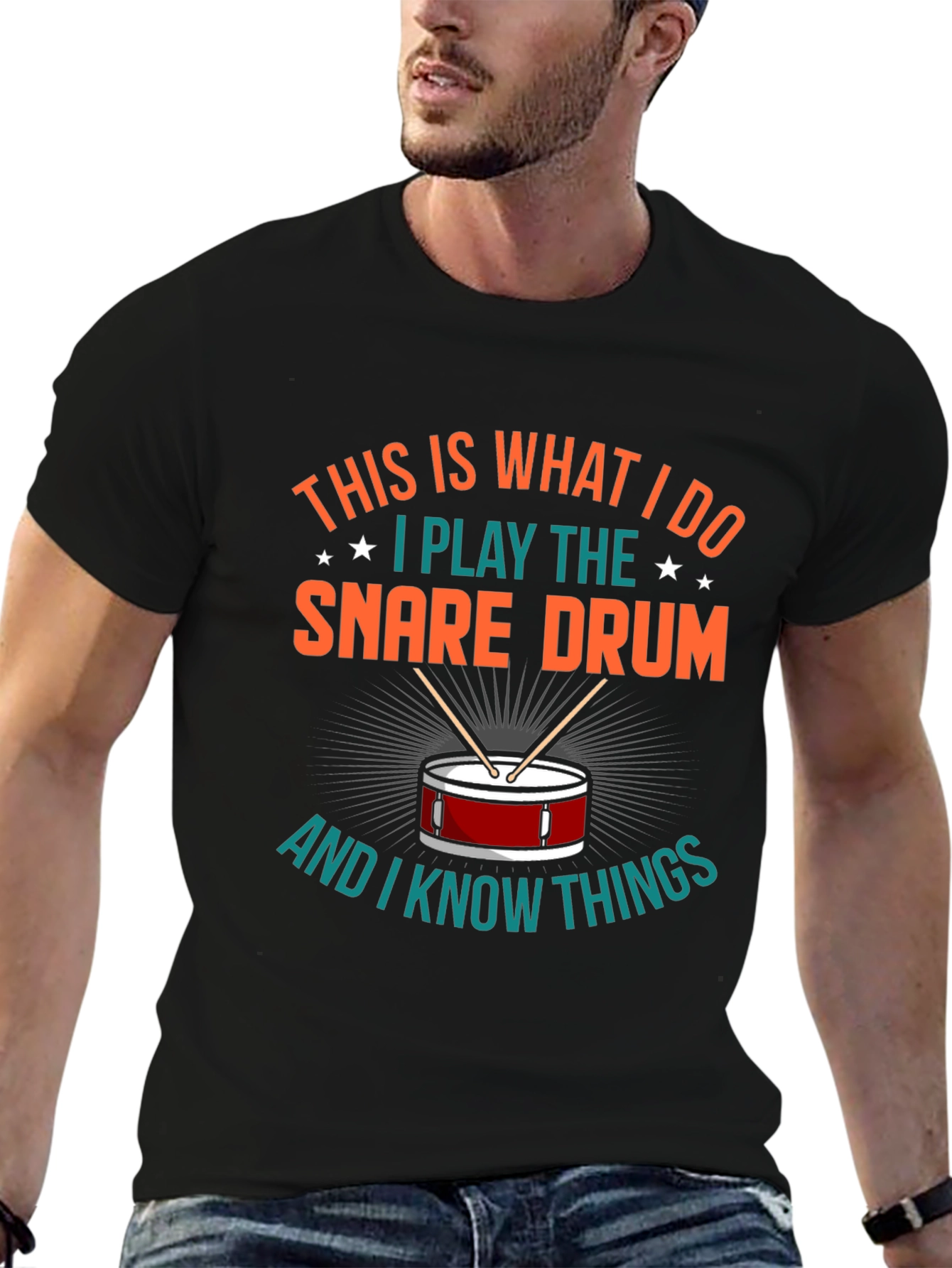 Camiseta Negra con Diseño de Batería